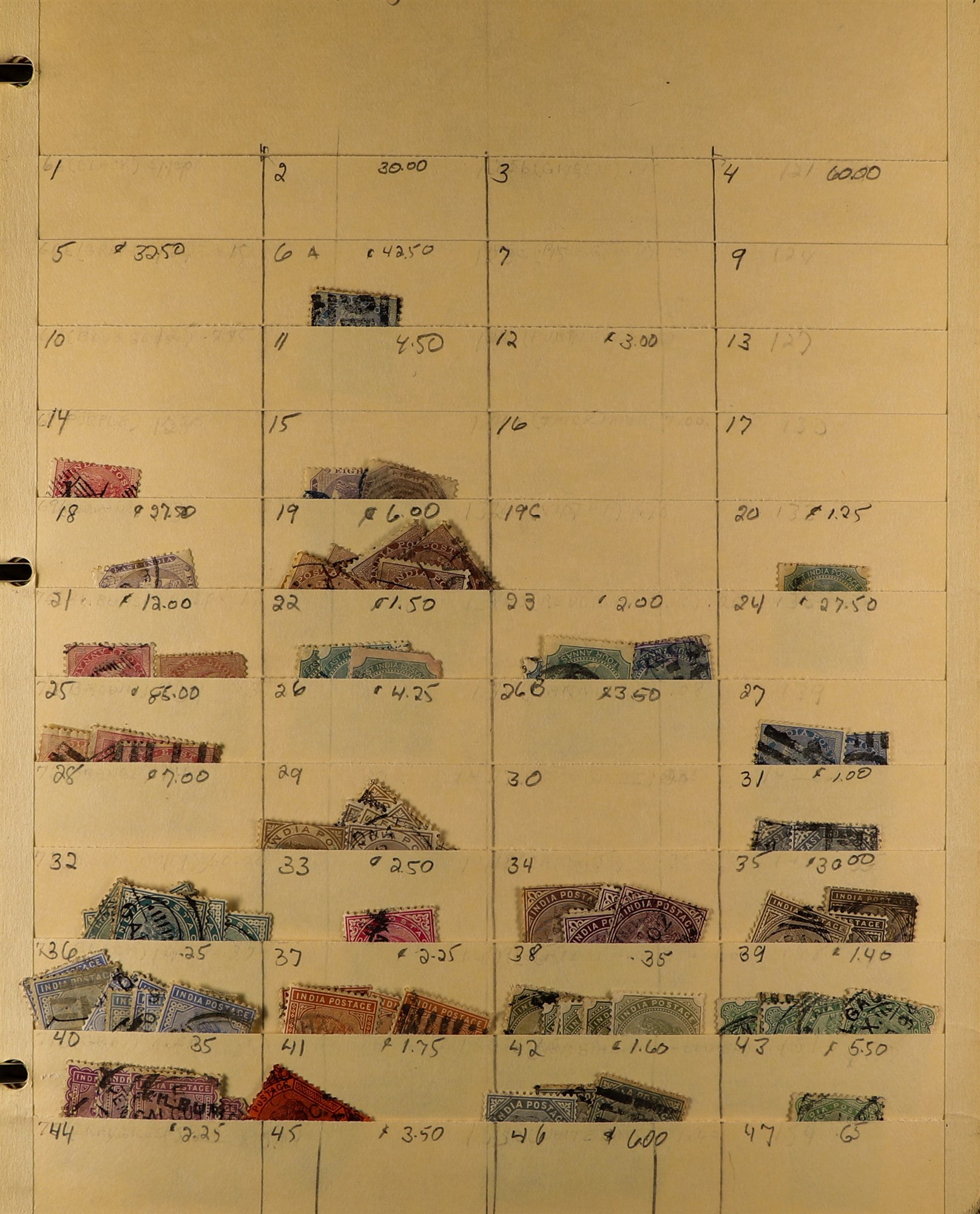 INDIA 1865 - 2005 IN BINDER chiefly used stamps tucked onto old manilla stock pages, in 3-ring