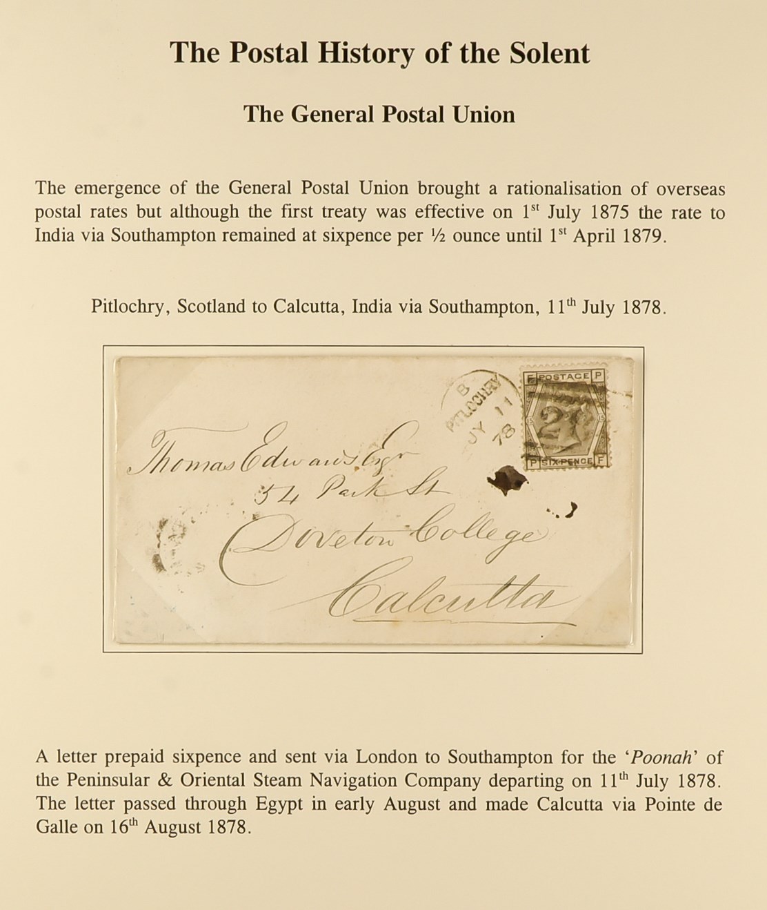 GB. COVERS & POSTAL HISTORY 1878 (11th July) The envelope of a letter paid sixpence from - Image 3 of 3