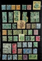 INDIA INDIA USED IN BUSHIRE (PERSIA) collection of 88 Indian stamps spanning 1865-1911.