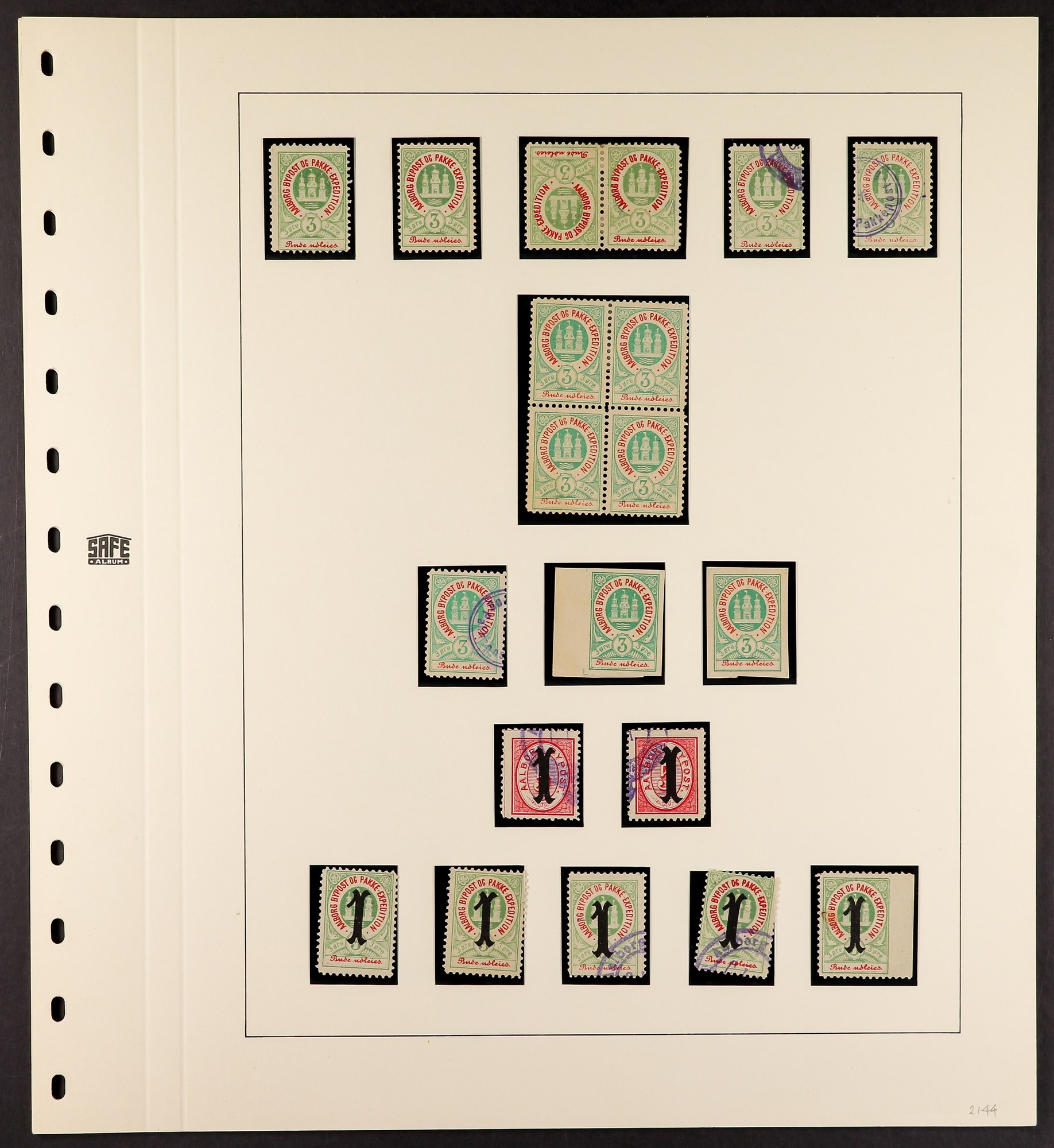 DENMARK AALBORG LOCAL POST STAMPS 1884 - 1887 collection of 100+ mint and used stamps incl 1885 3o