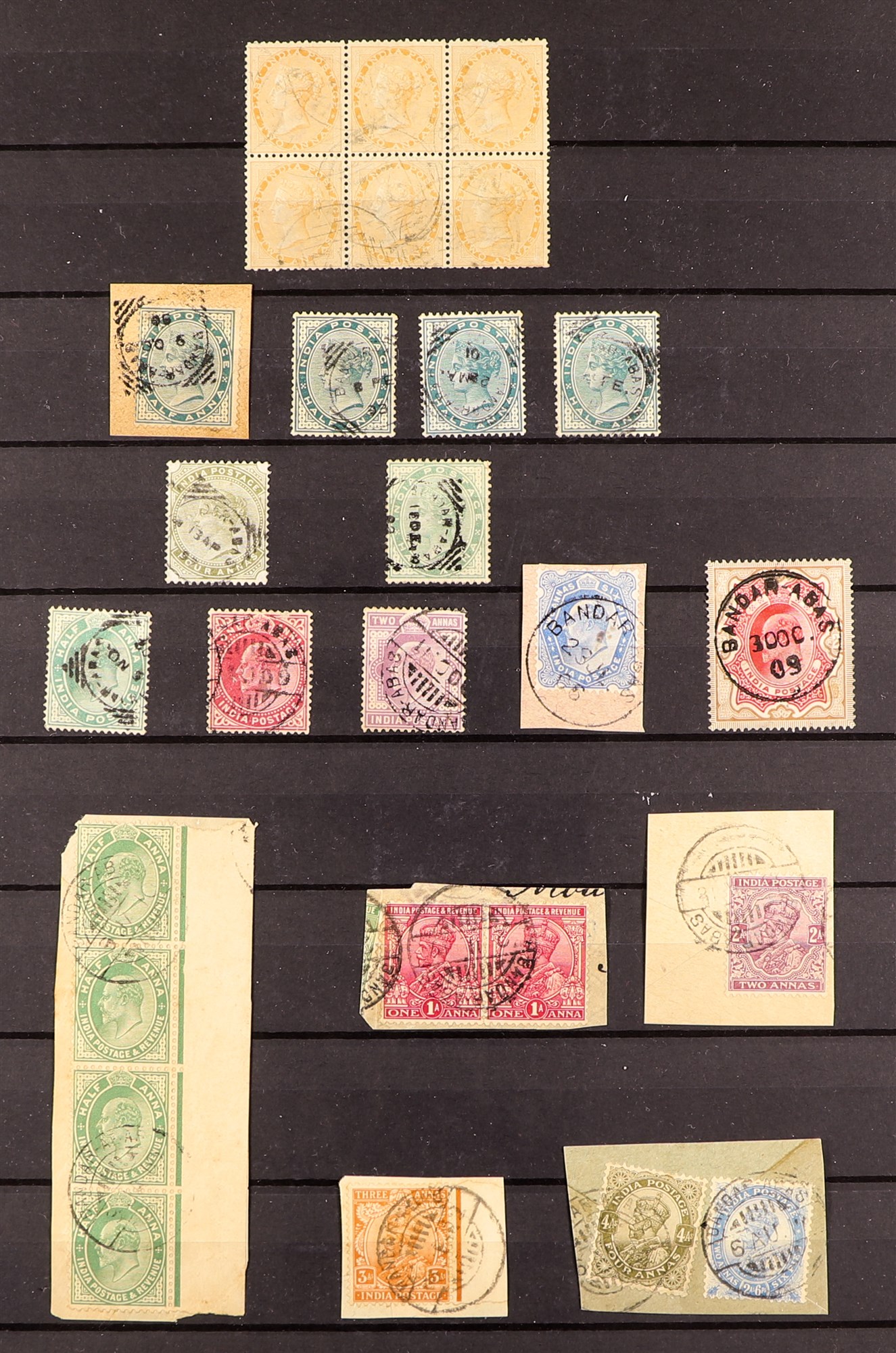 INDIA INDIA USED IN BANDAR ABBAS (PERSIA) collection of 27 Indian stamps with Bandar Abbas