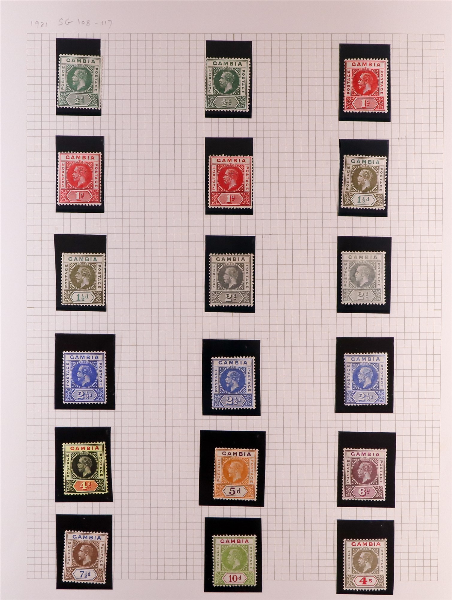 GAMBIA 1880 - 1935 COLLECTION incl. various Cameo issues mint, 1s violet used strip 3, 1902-05 set - Image 11 of 15