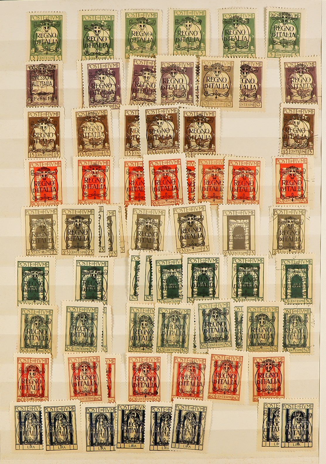 FIUME 1918 - 1924 ACCUMULATION of around 1500 mint & used stamps in stockbook, various overprints on - Image 17 of 29