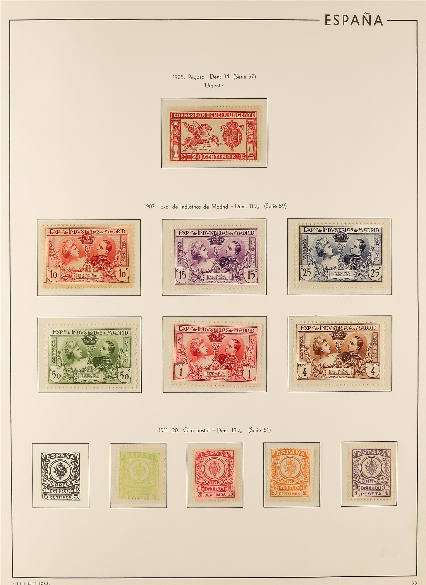 SPAIN 1901 - 1916 COLLECTION of 49 mint stamps on Davo Espana hingeless album pages, cat €1347. - Image 3 of 5