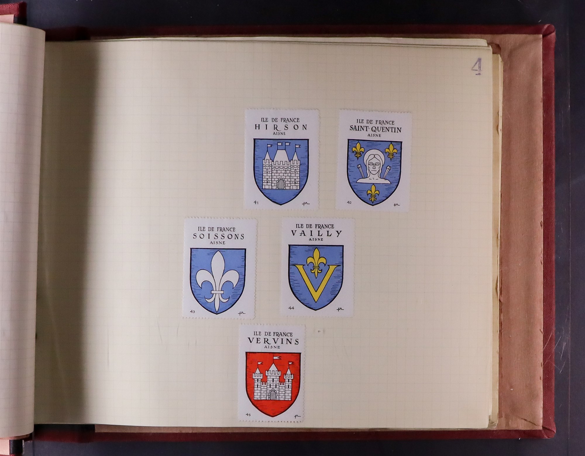 FRANCE HERALDRY POSTER STAMPS. Old binder with collection of (circa) 1913 poster stamps depicting - Image 4 of 7