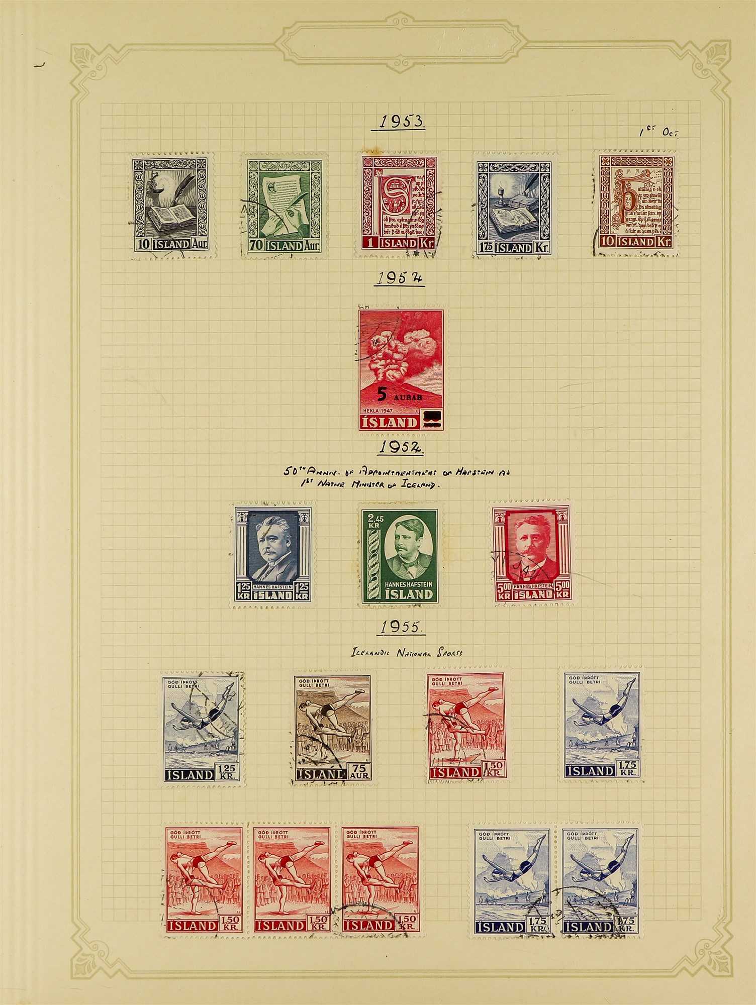 ICELAND 1901 - 1976 COLLECTION of over 700 used stamps on album pages, chiefly complete sets. Cat £ - Image 20 of 26