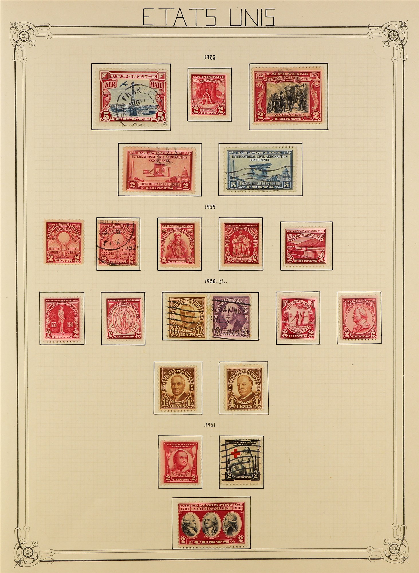 UNITED STATES 1902 - 1938 COLLECTION of mint and used stamps on old Yvert album pages, includes many - Image 7 of 12