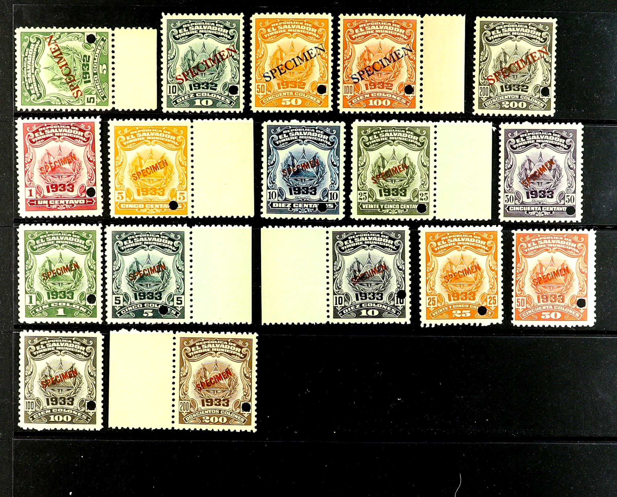 EL SALVADOR 1918 - 1933 'TIMBRE MUNICIPAL' REVENUE STAMPS collection of 180+ never hinged mint - Image 5 of 5