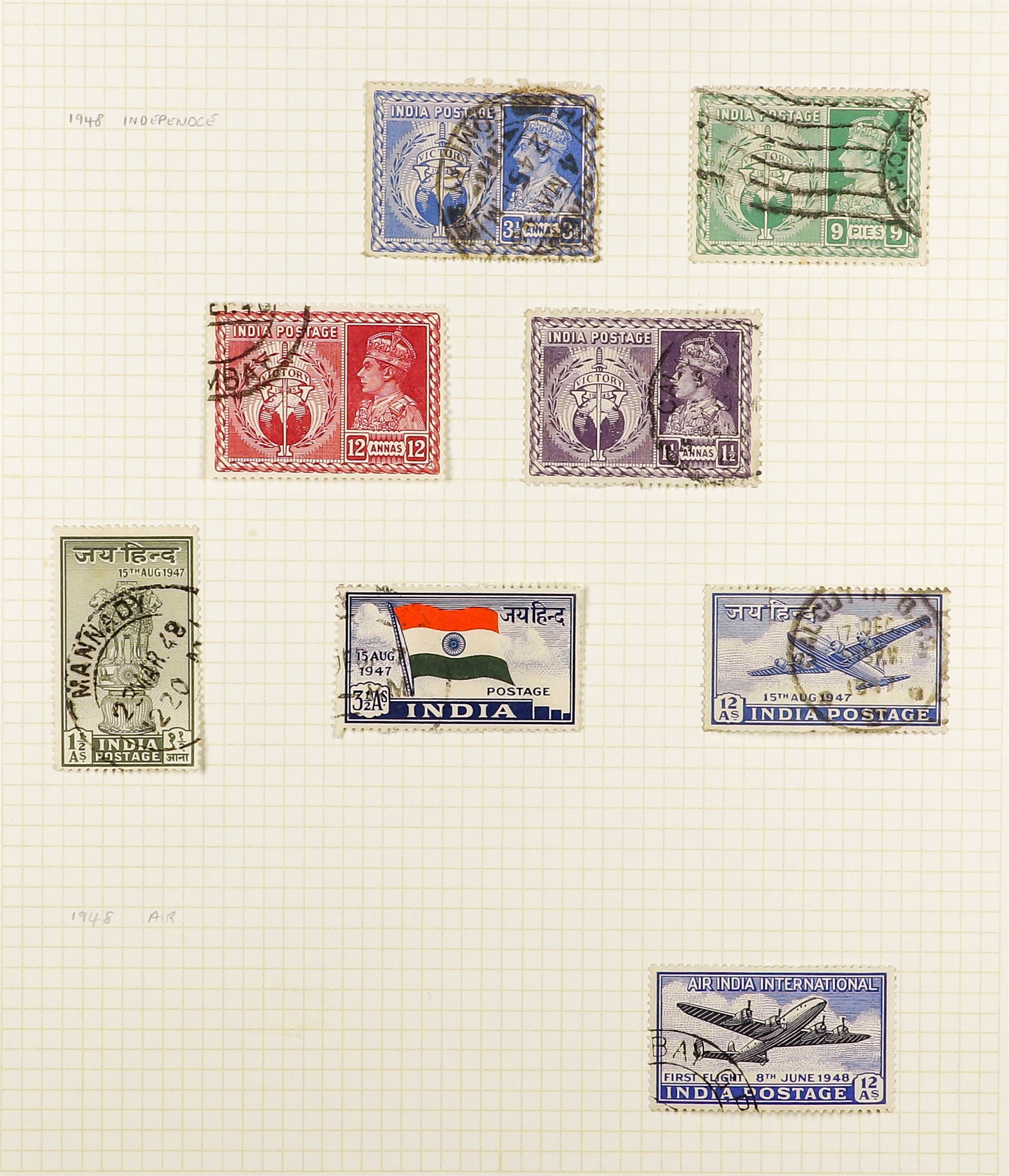 INDIA 1854 - 1952 USED COLLECTION of 400+ stamps on pages, note 1854-55 ½a (2), 1a (5), 2a (3) & 4a, - Image 16 of 27