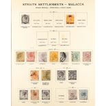 MALAYA-STRAITS SETT. 1867 - 1941 USED COLLECTION on album pages, note 1867 6c on 2a, 1867-72 (wmk