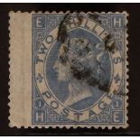 GB.QUEEN VICTORIA 1867-80 2s cobalt, wmk Spray, SG 120a, used with barred cancellation leaving the