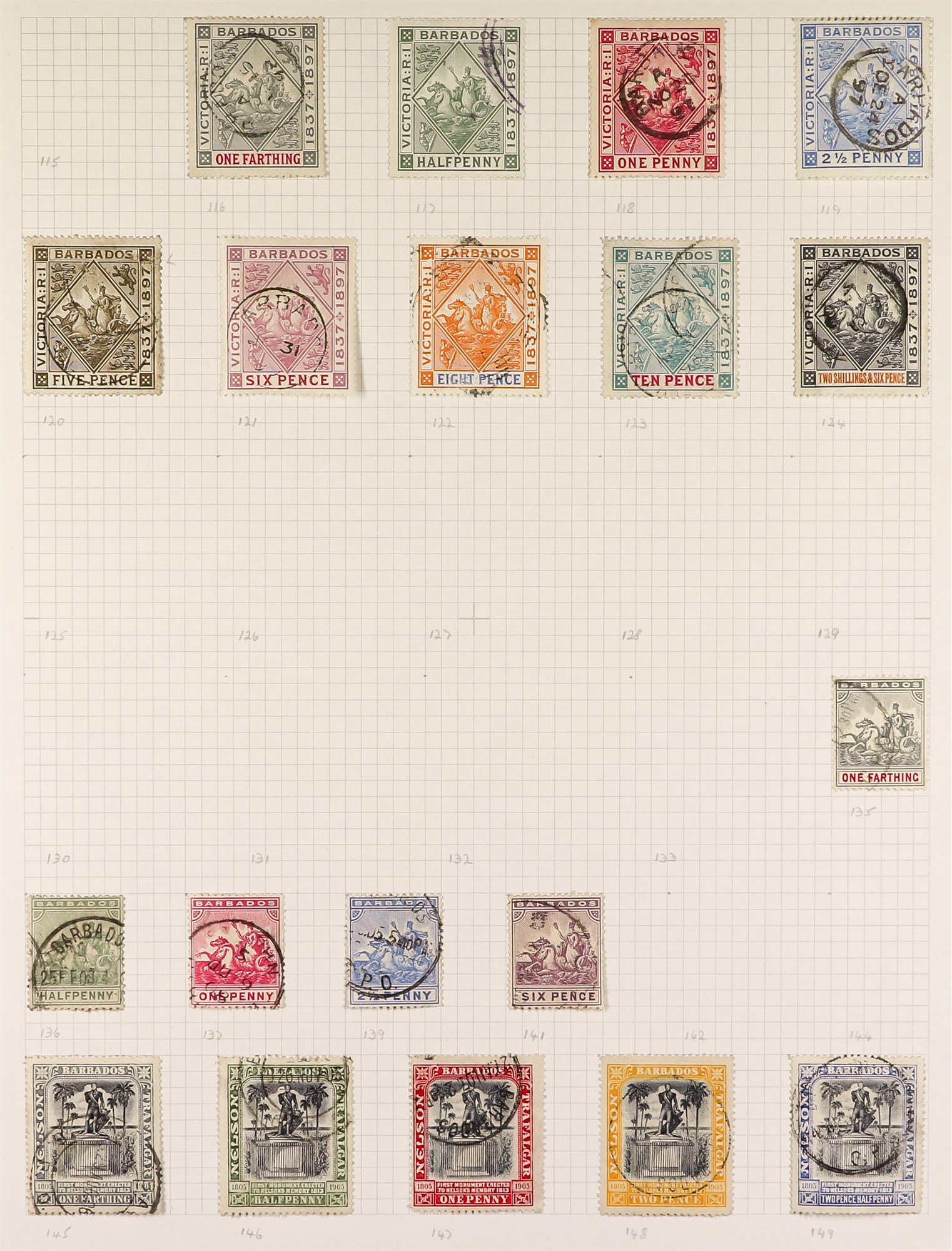 BARBADOS 1852 - 1980 USED COLLECTION of around 500 stamps & miniature sheets in album, comprehensive - Image 4 of 9
