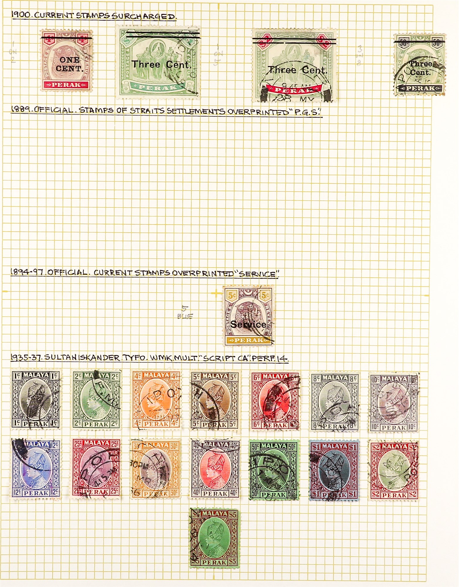 MALAYA STATES PERAK 1884 - 1965 COLLECTION of over 100 chiefly very fine used stamps on several - Image 3 of 7