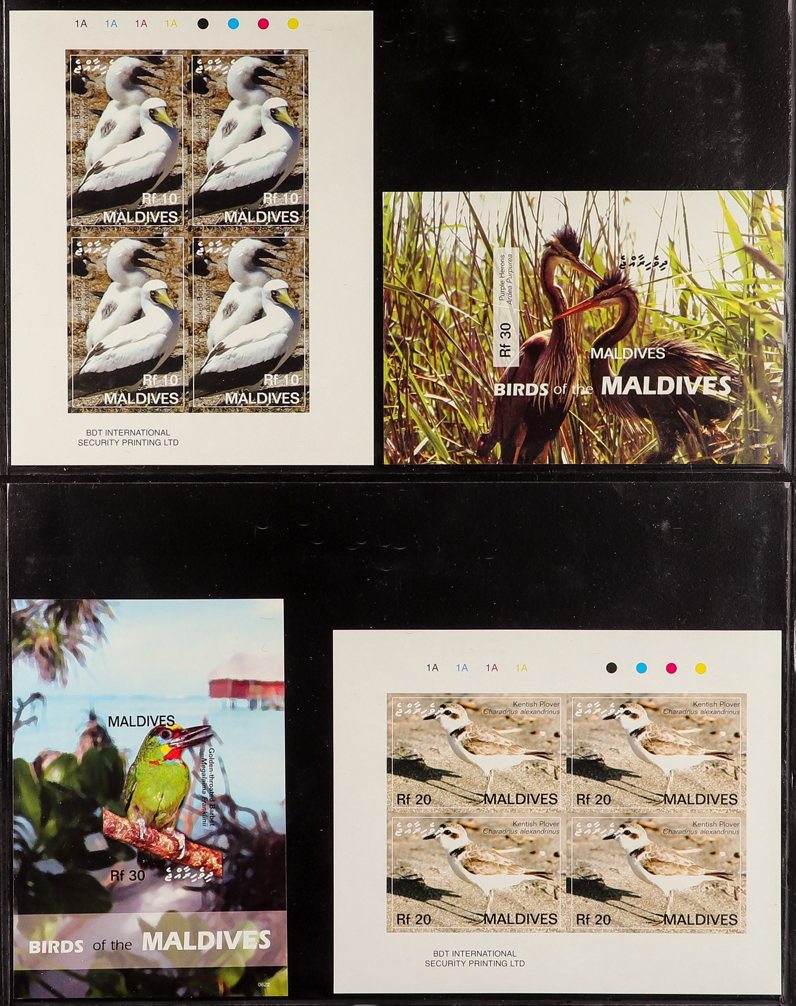 MALDIVE IS. 2007 Migratory Birds complete set of 6 sheetlets and 3 miniature sheet IMPERFORATE