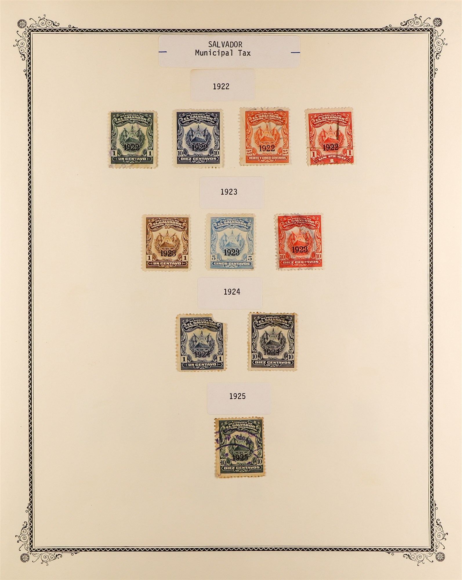 EL SALVADOR REVENUE STAMPS 1883 - 1925 mint & used collection of over 400 revenue stamps, on album - Image 26 of 27