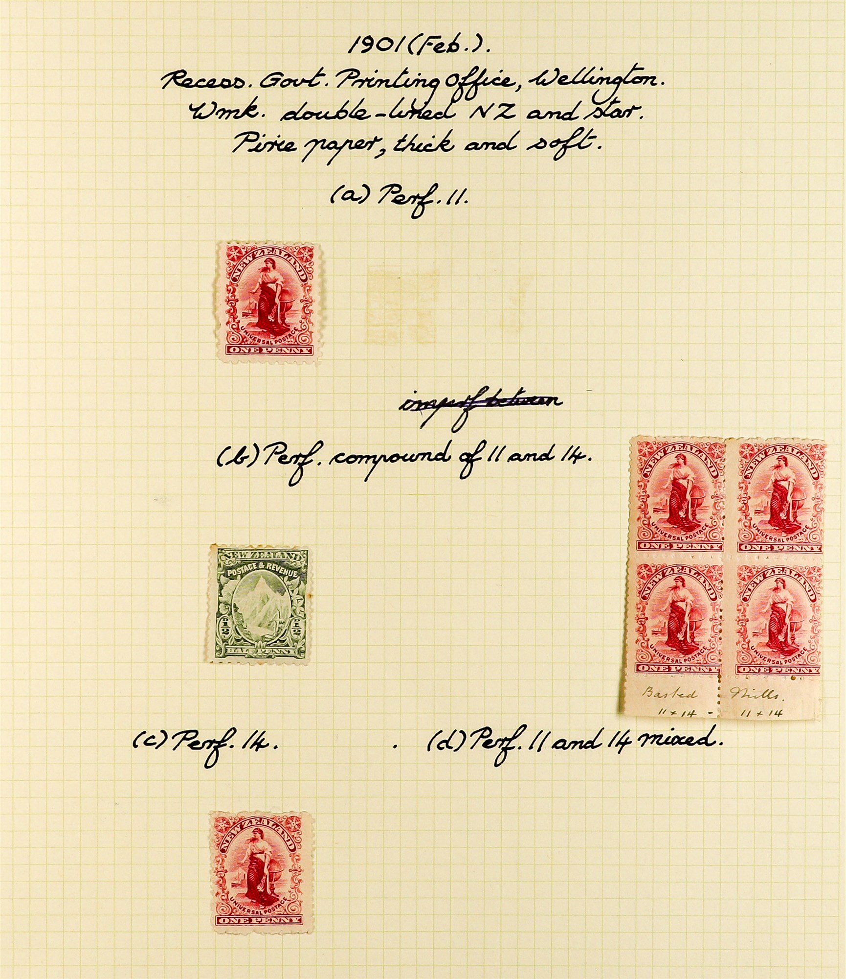 NEW ZEALAND 1900 - 1920 SEMI-SPECIALIZED MINT COLLECTION of 180+ stamps annotated on pages with - Image 3 of 16