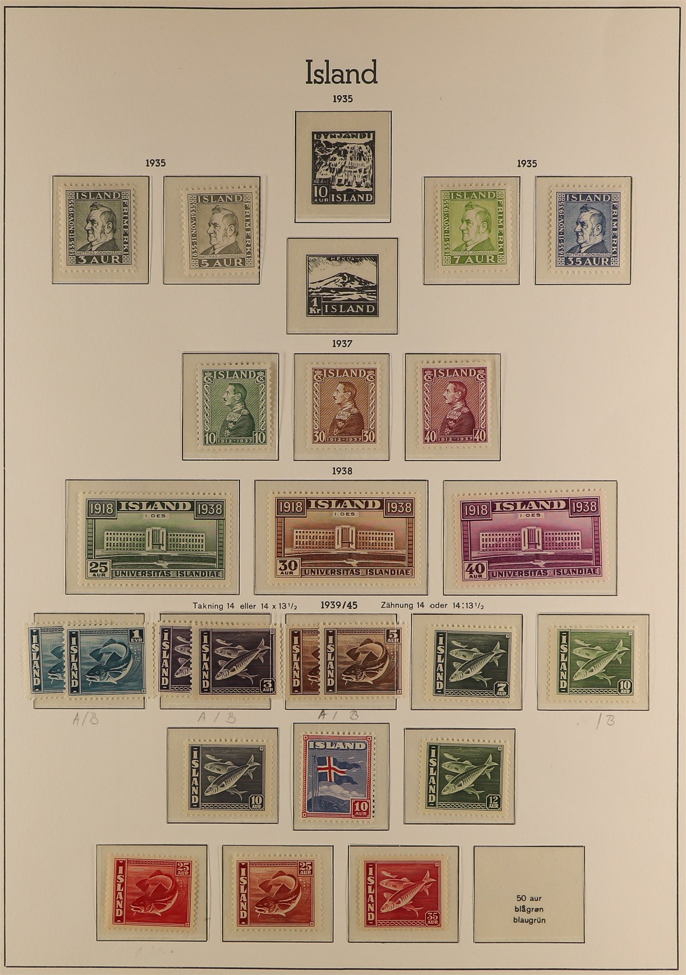 ICELAND 1918 - 1939 MINT / NEVER HINGED MINT COLLECTION. on hingeless Iceland album pages, many sets - Image 5 of 8
