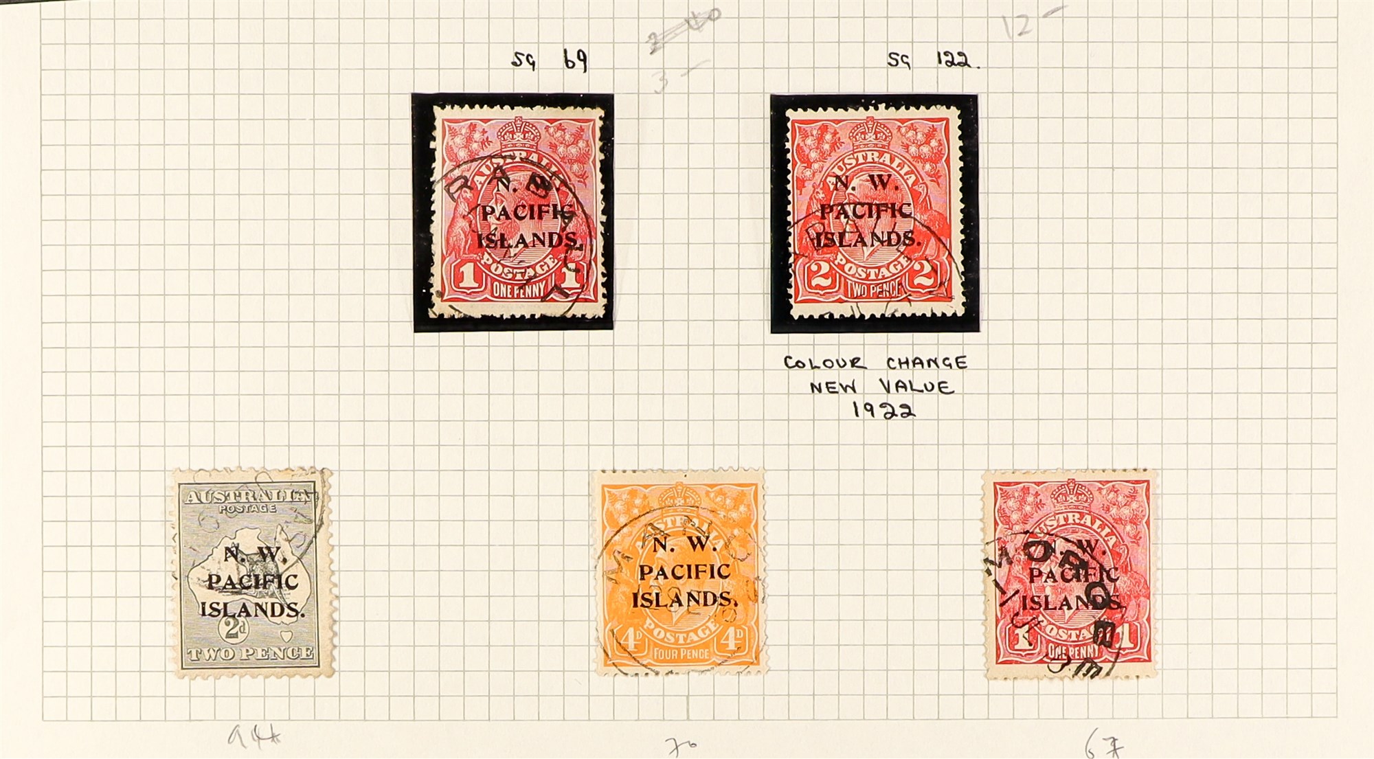 NEW GUINEA N.W.P.I. 1915 - 1922 collection of 48 mint & used stamps on expertly annotated pages, - Image 4 of 4