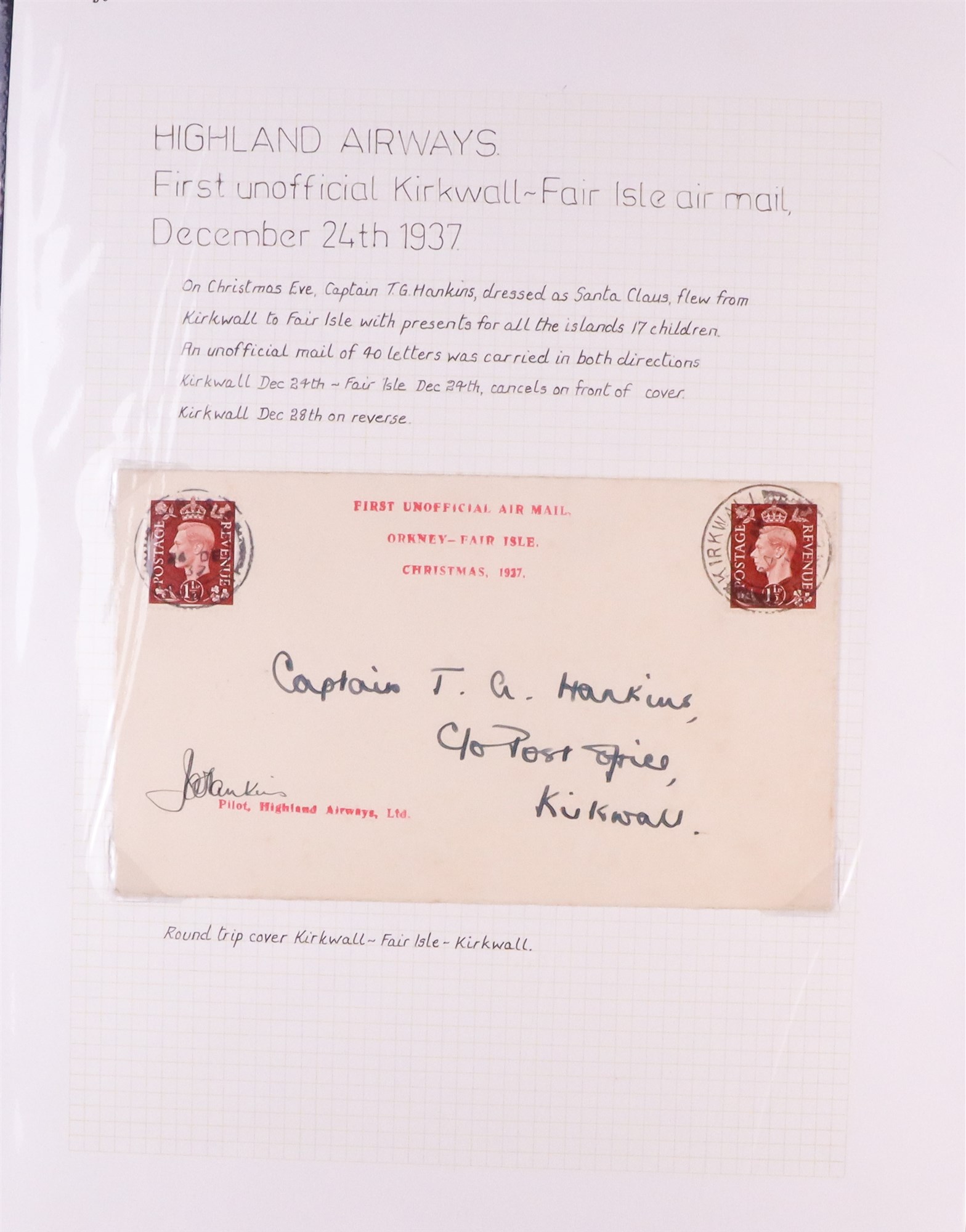 GB. COVERS & POSTAL HISTORY ORKNEY ISLANDS AIRMAIL COVERS COLLECTION 1934-39 with 1934 (29 May) F.F. - Image 7 of 10