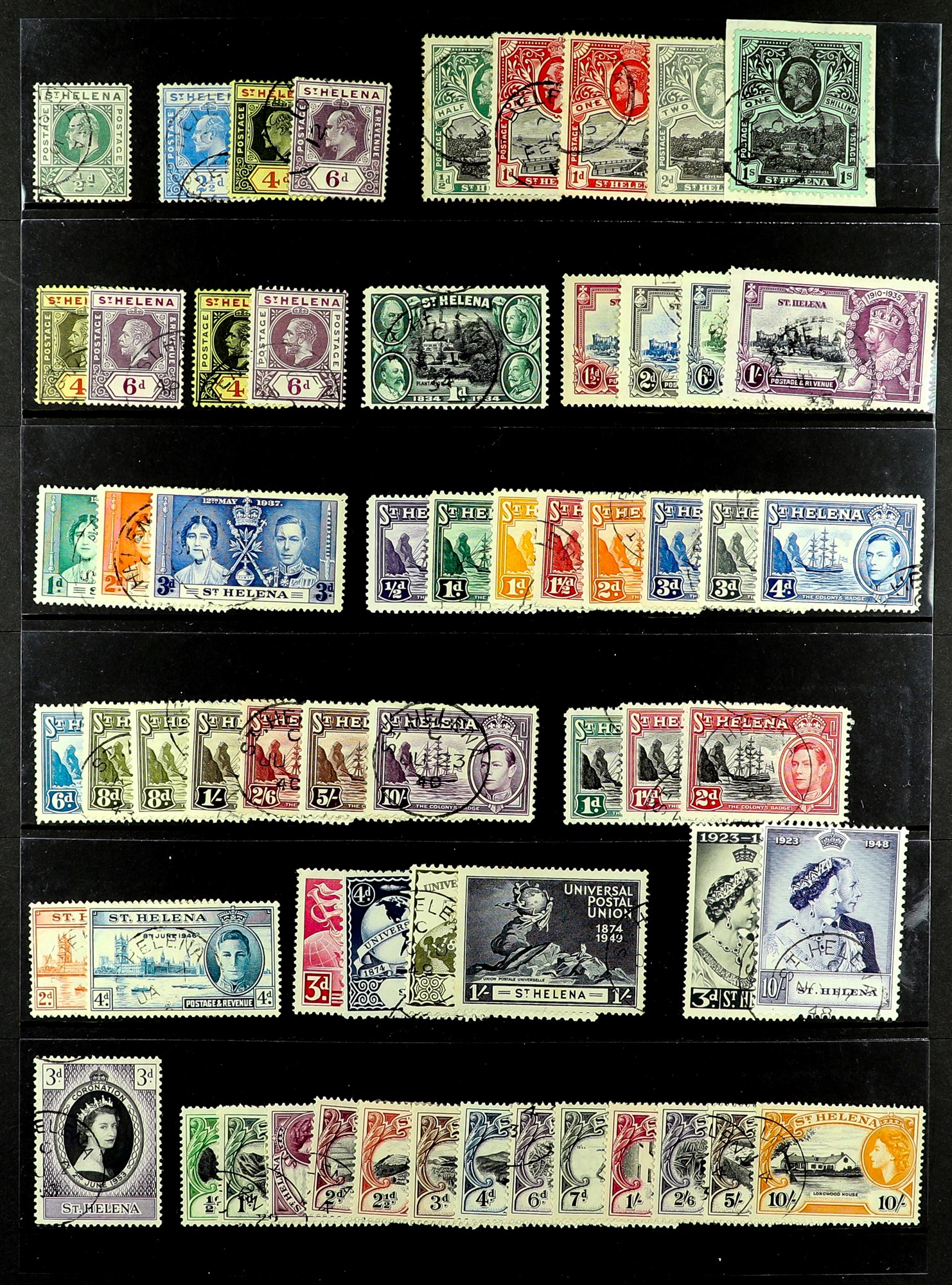 ST HELENA 1902 - 1963 COLLECTION of used stamps on protective page, all very fine cds used, many