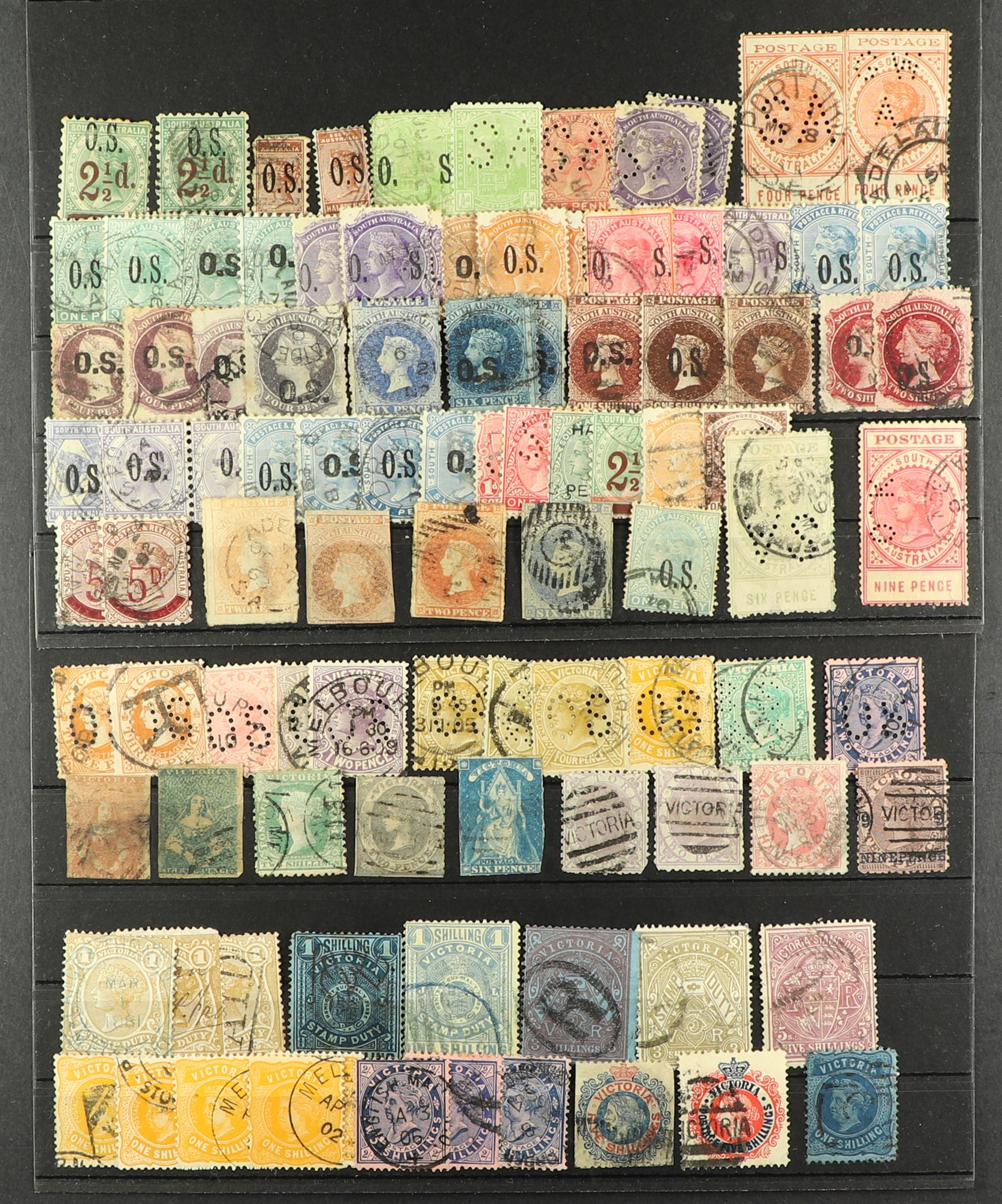 AUSTRALIAN STATES 1850's-1900's MOSTLY USED RANGES on stock cards, includes New South Wales &