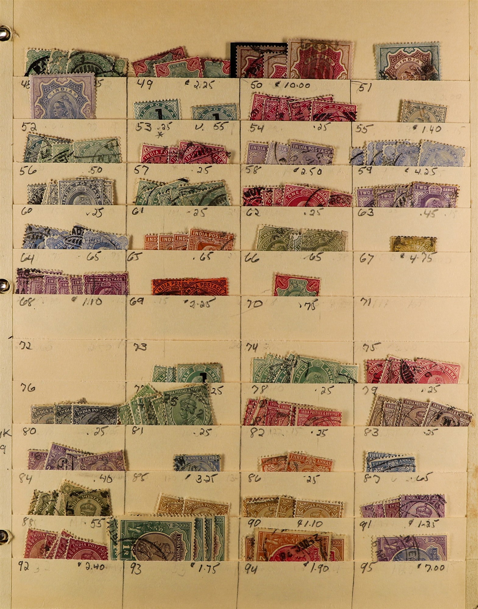 INDIA 1865 - 2005 IN BINDER chiefly used stamps tucked onto old manilla stock pages, in 3-ring - Image 2 of 11