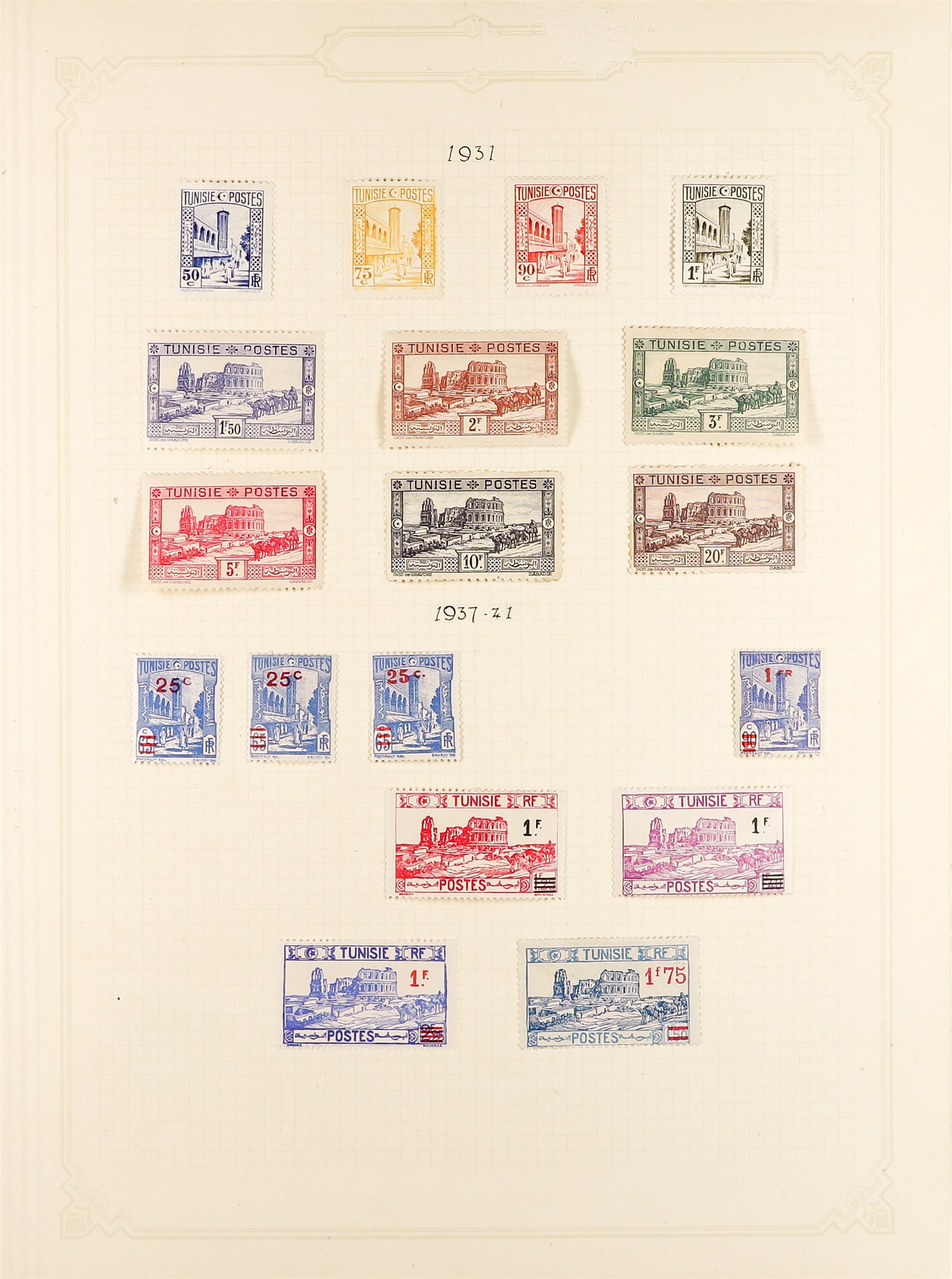 FRENCH COLONIES TUNISIA 1888 - 1955 collection of 400+ mint stamps on album pages. Yvert cat € - Image 8 of 12