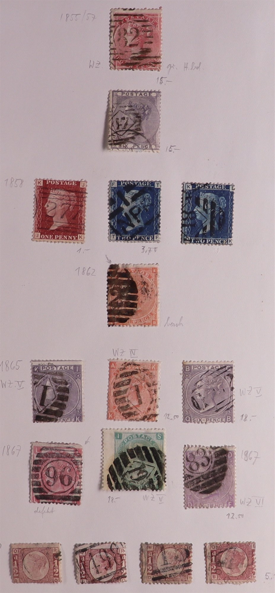 GREAT BRITAIN 1840-1950's USED ACCUMULATION on stock cards & pages, includes 1840 1d Penny Blacks ( - Image 13 of 21