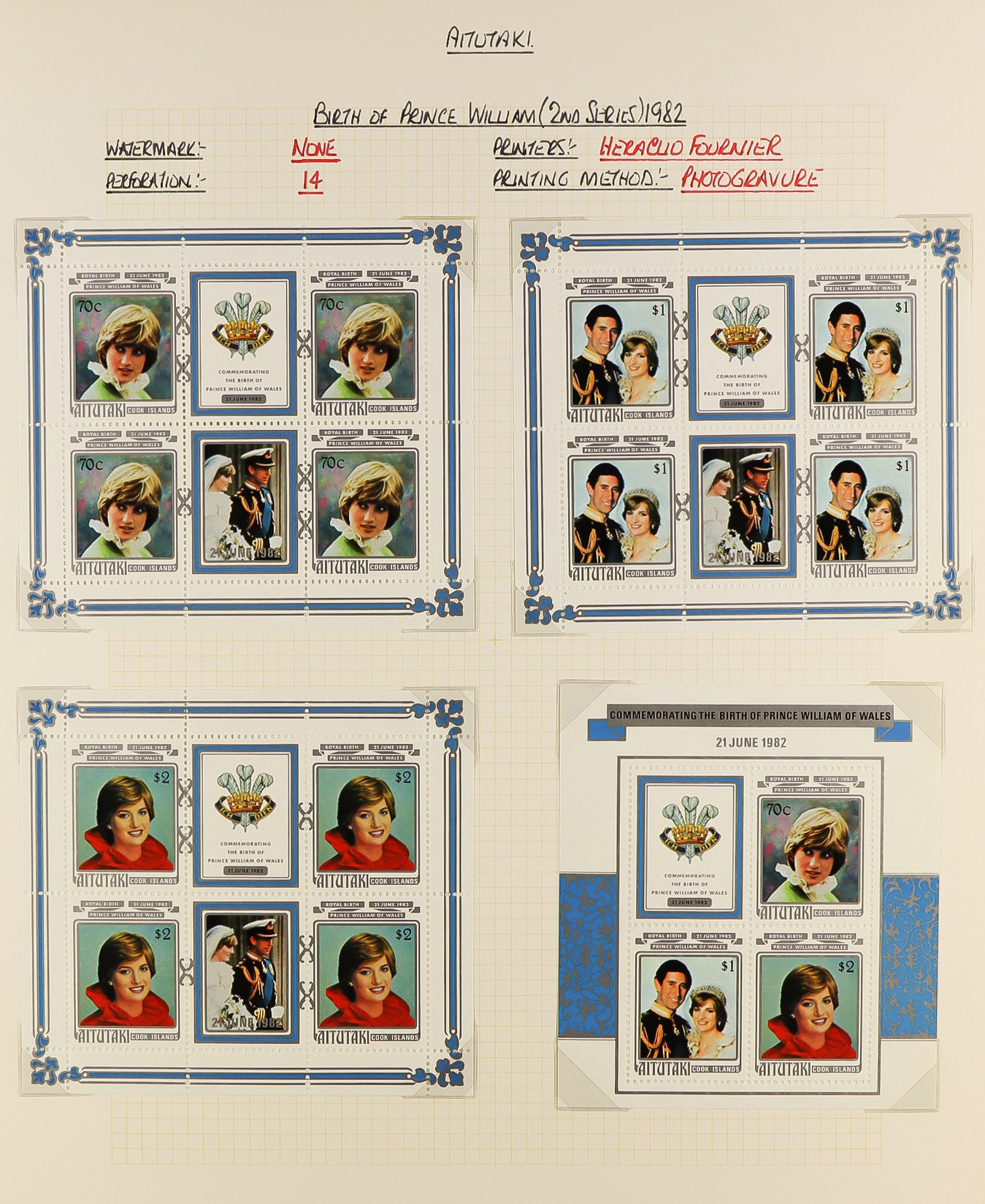 AITUTAKI 1982 - 1996 COLLECTION of mint sets and never hinged mint minature sheets, sheetlets & se- - Image 9 of 21