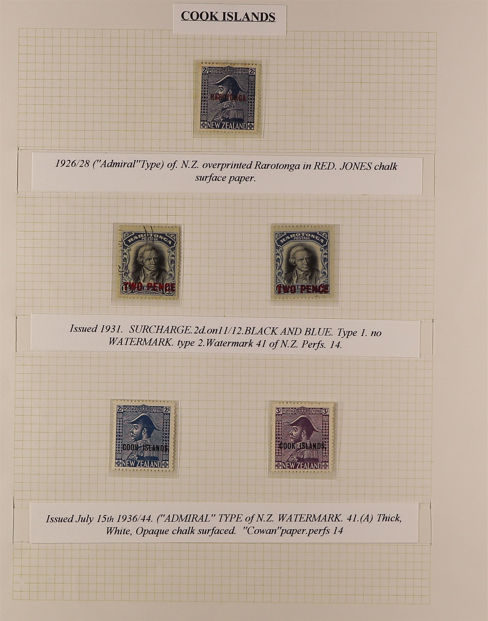 COOK IS. 1899 - 1965 COLLECTION of around 100 mint & used stamps on album pages, note 1899-00 1d - Image 8 of 15