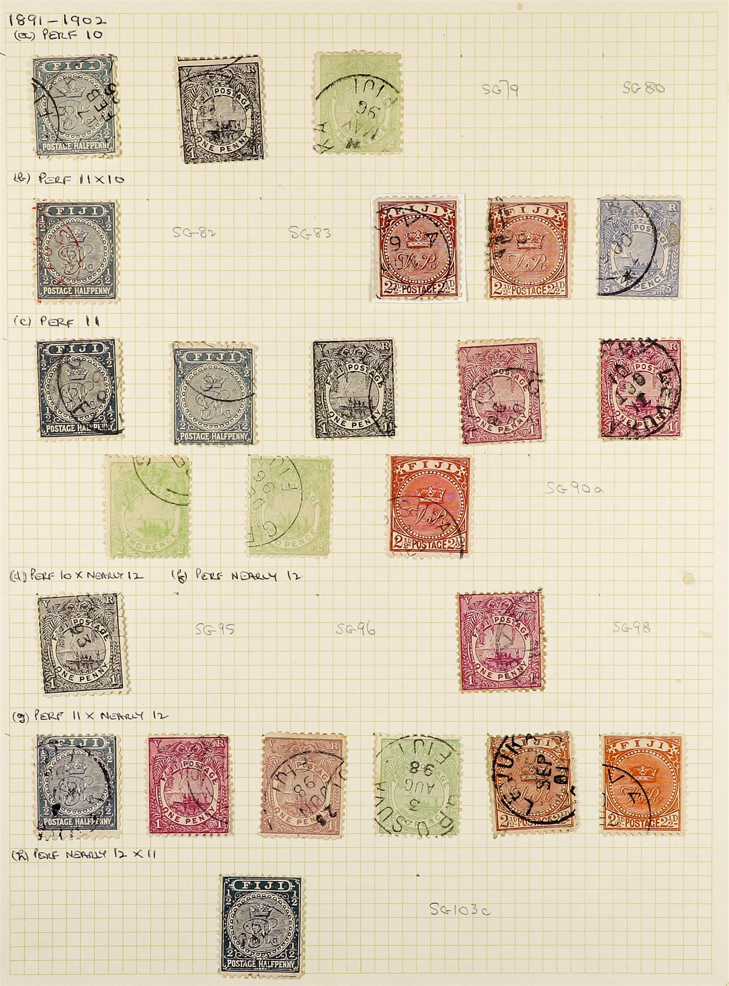 FIJI 1871 - 1891 COLLECTION of over 60 stamps on pages, note 1871 1d, 1872 surcharges set, 1876-66 - Image 3 of 3