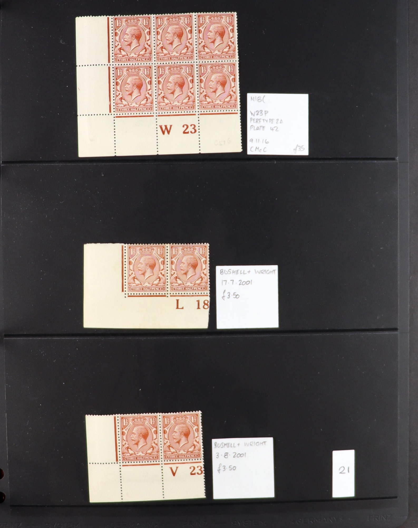 GB.GEORGE V 1912-24 1½d RED-BROWNS - SPECIALIZED CONTROL NUMBERS COLLECTION of mint (much never - Image 21 of 21