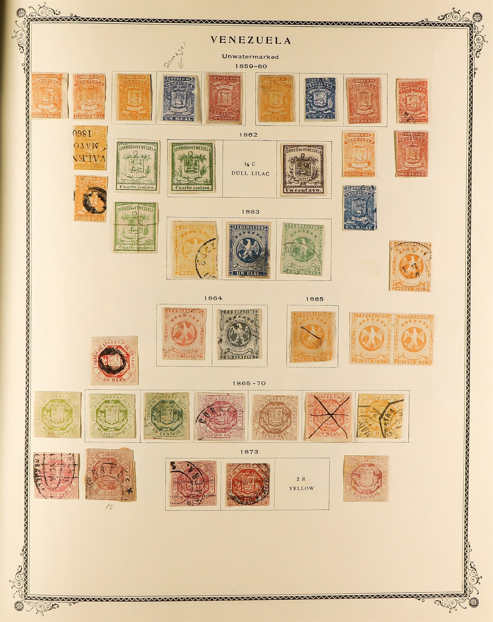 VENEZUELA 1859 - 1976 COLLECTION of 1500+ mint & used stamps in album, note 1859-62 Coat of Arms,