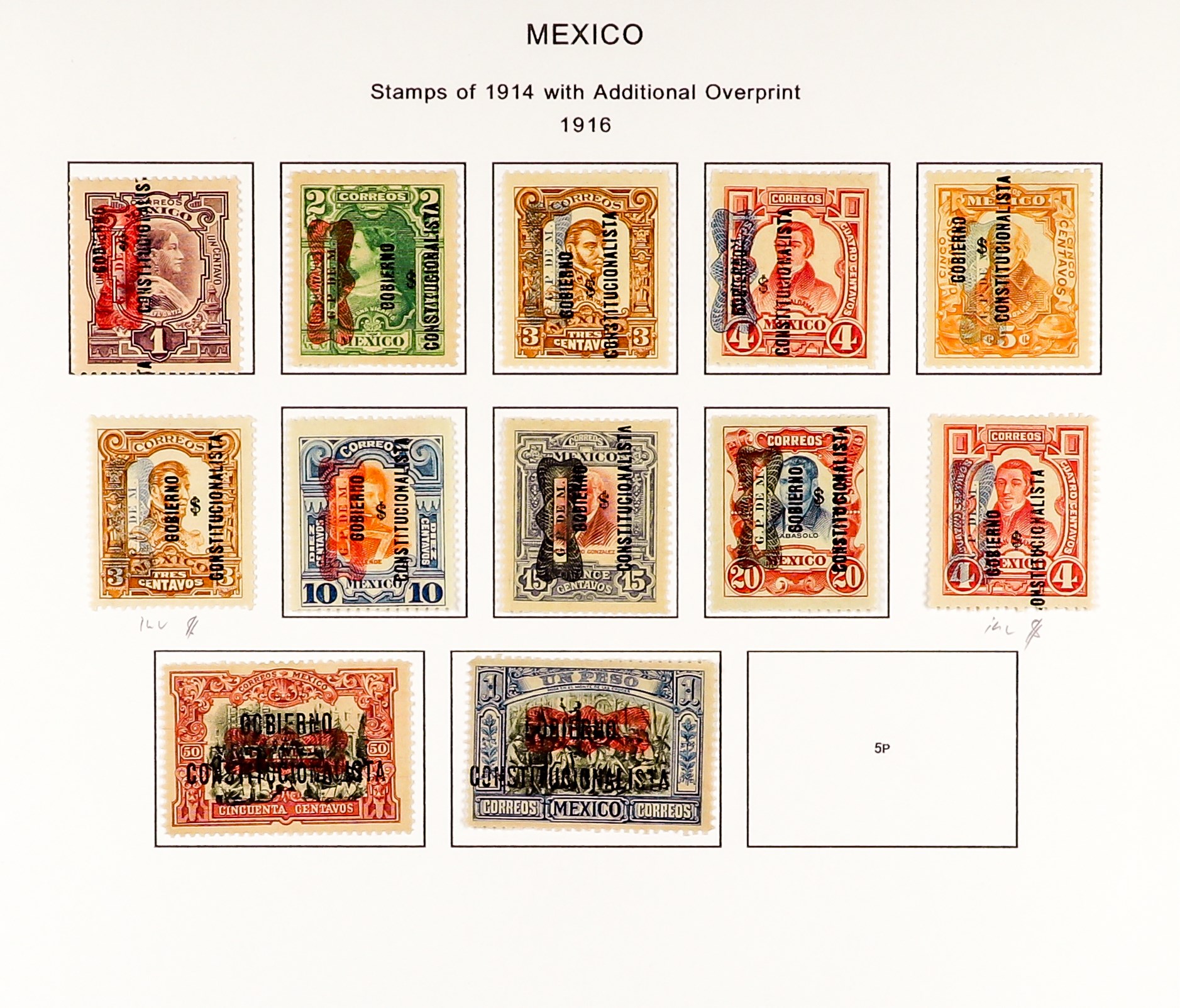 MEXICO 1913 - 1916 CIVIL WAR COLLECTION of around 300 mint stamps on pages, comprehensive with - Image 9 of 13