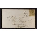 GB.QUEEN VICTORIA 1863 (9 Feb) small mourning env to Alexandria, Egypt bearing 9d straw (some
