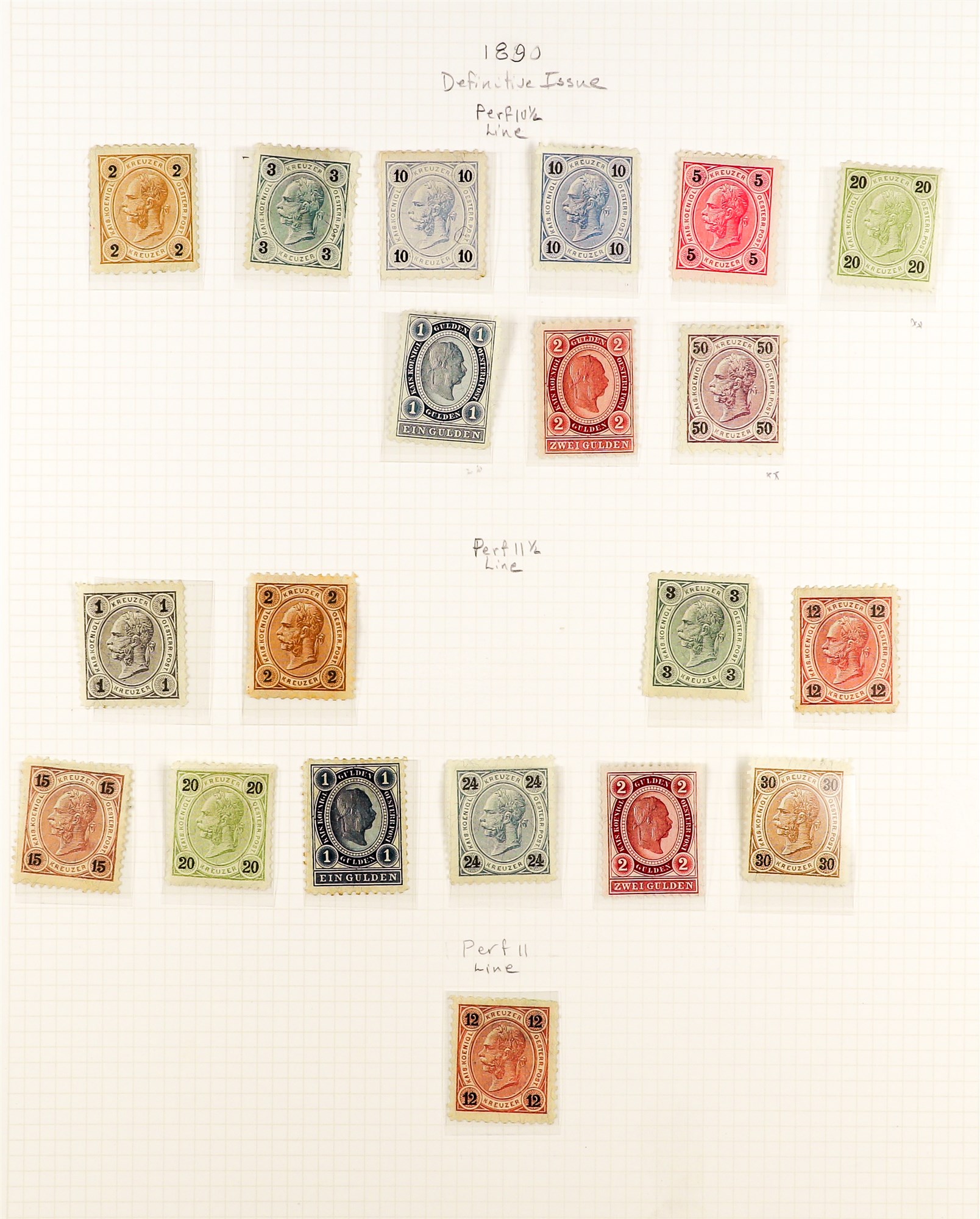 AUSTRIA 1890 - 1907 FRANZ JOSEF DEFINITIVES collection of over 180 mint / some never hinged mint