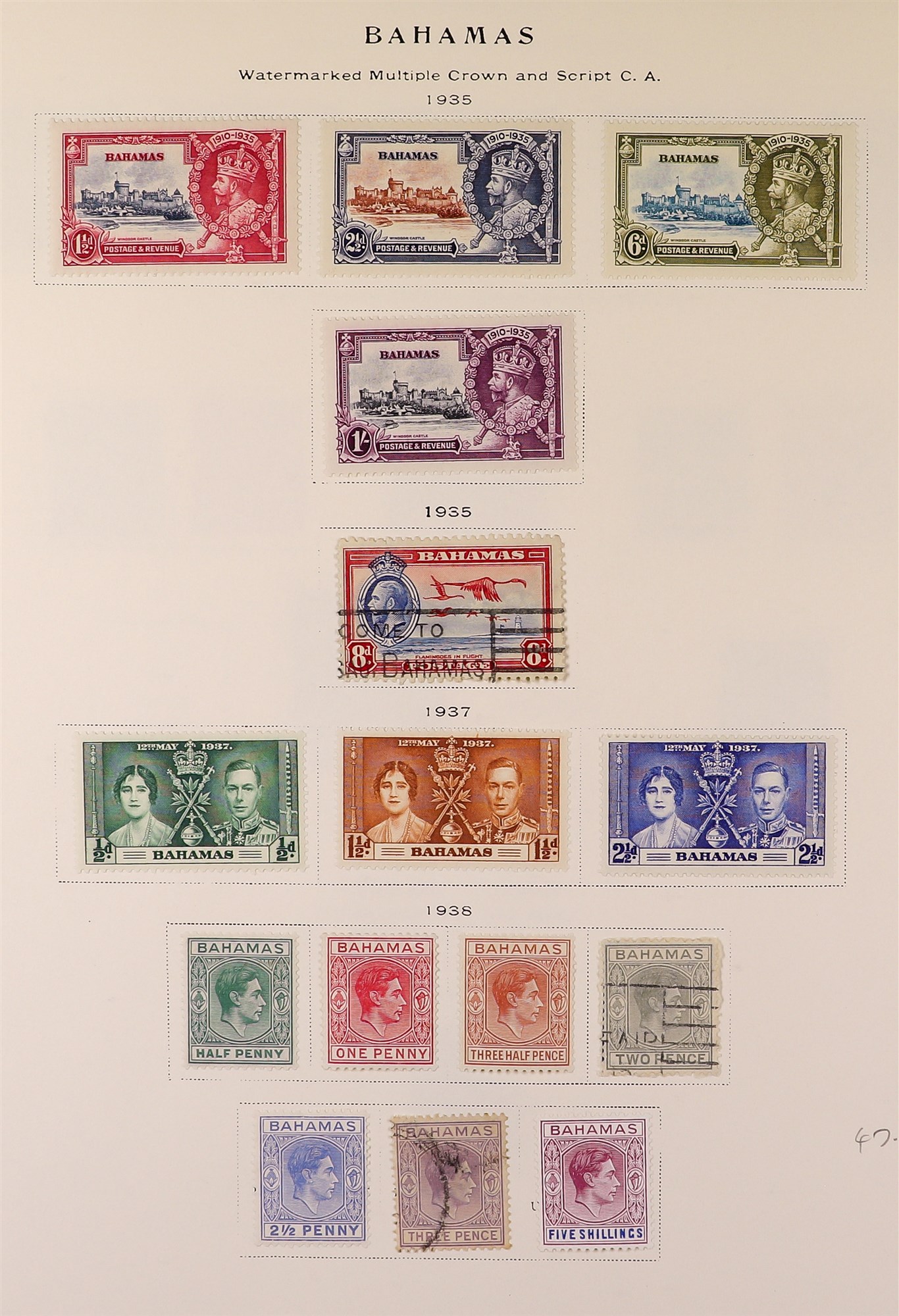 BAHAMAS 1863 - 1938 COLLECTION of 80+ mint & used stamps on album pages, incl 1884 set to 5s - Image 2 of 5