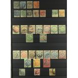 RHODESIA 1892 - 1917 USED COLLECTION of 150+ stamps on protective pages, many sets, highers