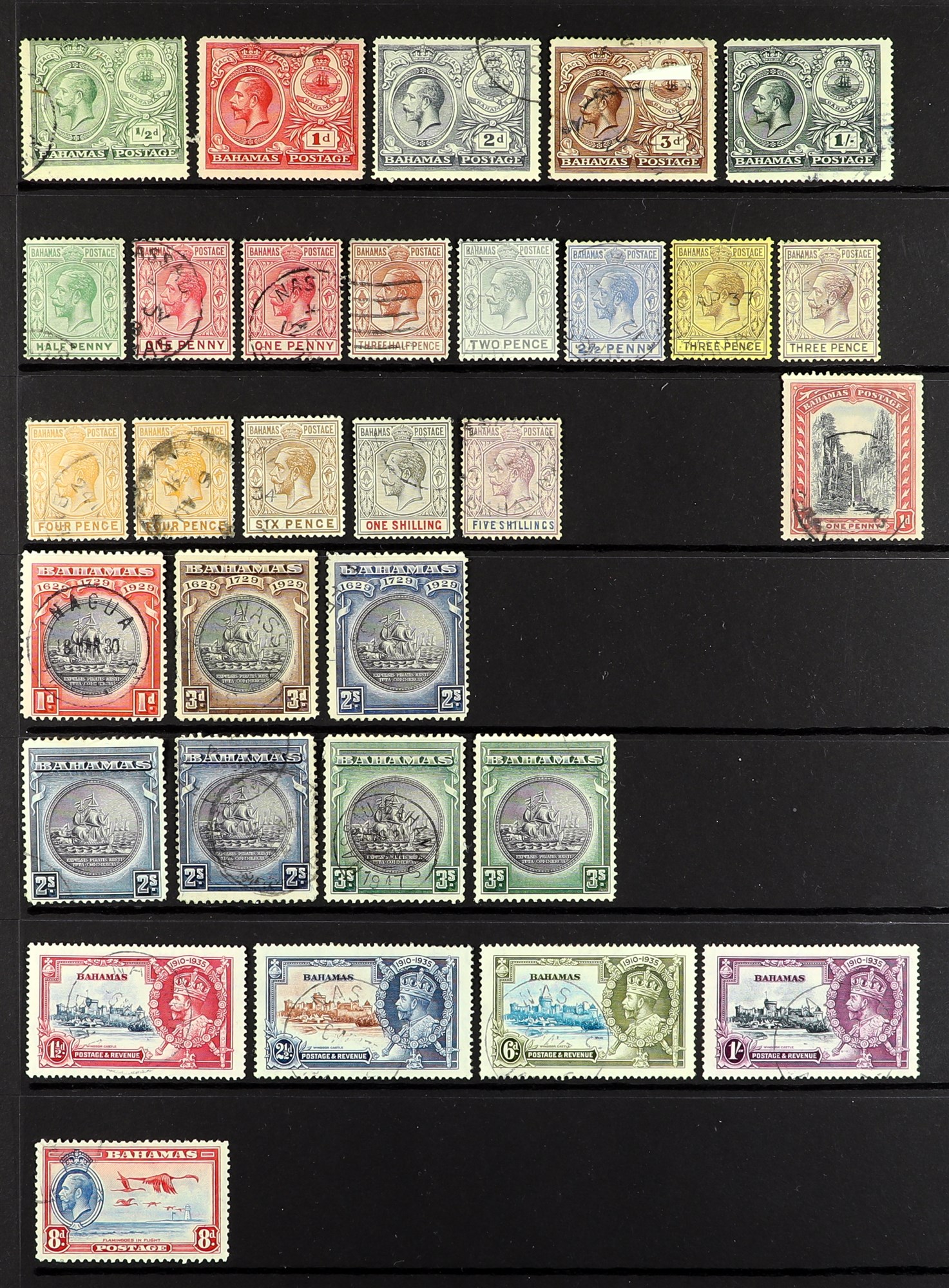 BAHAMAS 1884 - 1935 USED COLLECTION of 70+ stamps on protective pages, note 1901-03 2s & 3s - Image 2 of 2