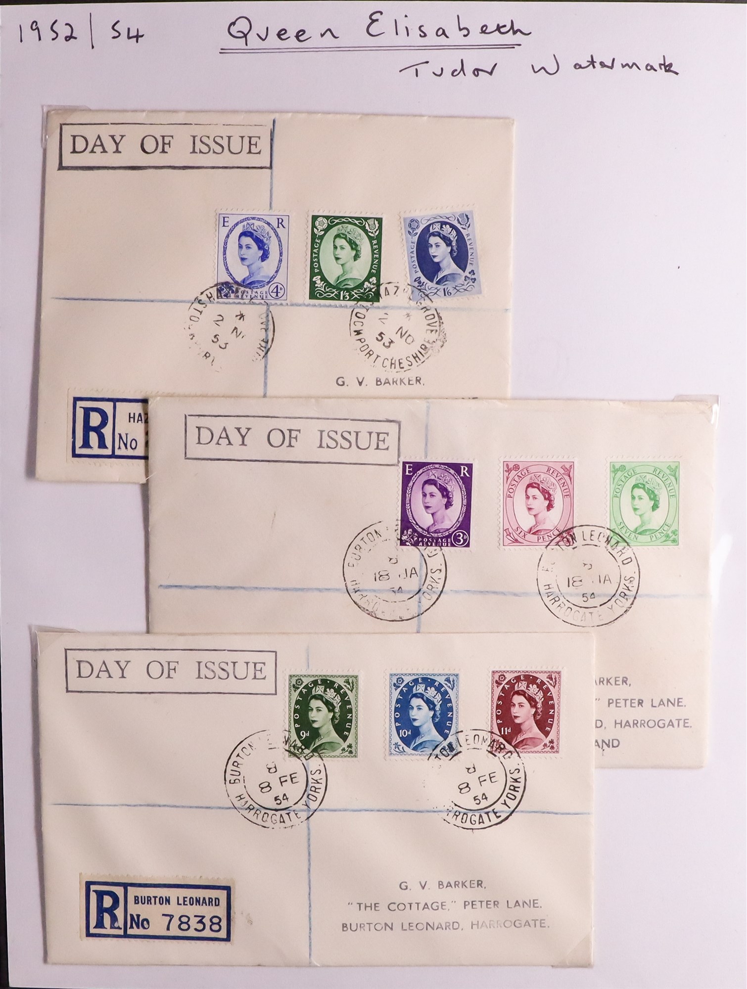 GB.FIRST DAY COVERS 1952-54 Wilding definitives wmk Tudor Crown complete set 17 values (issued on