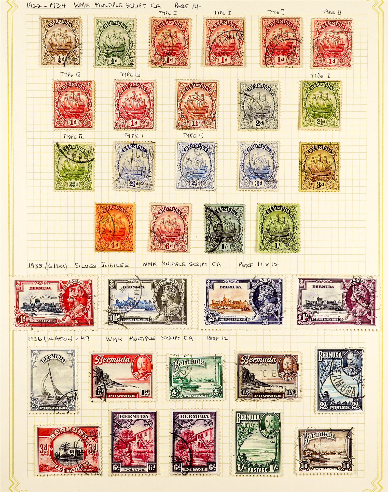 BERMUDA 1902 - 1936 FINE USED COLLECTION of 87 stamps on pages, note 1906-10 set, 1910-25 set with - Image 3 of 3