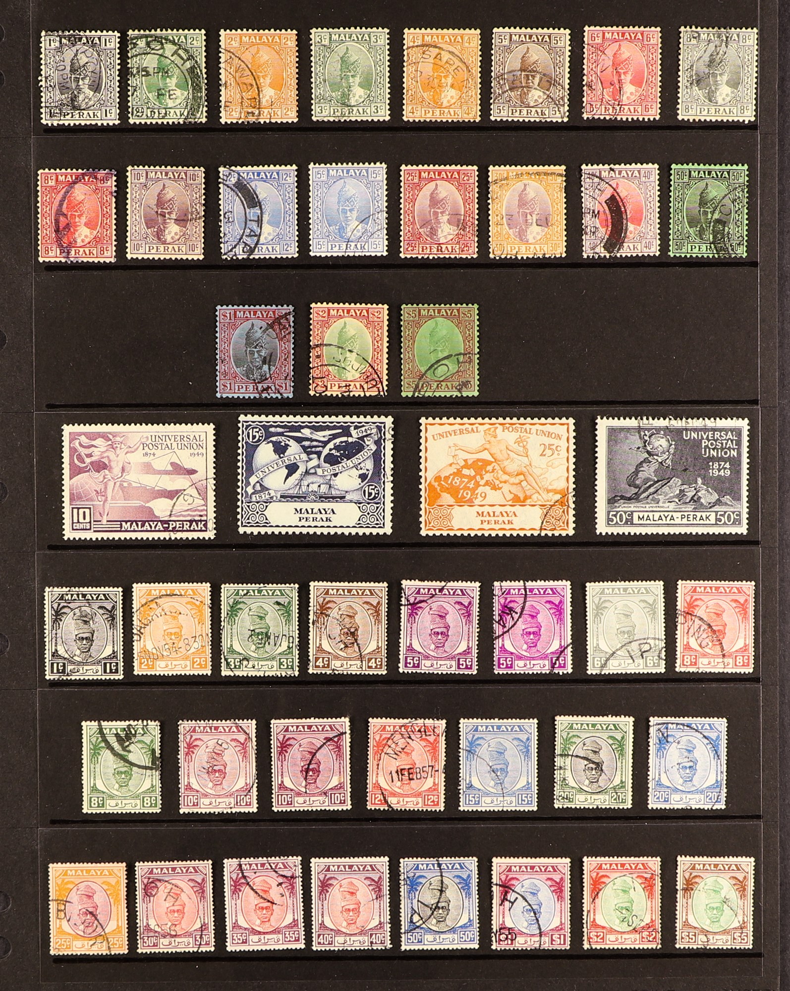 MALAYA STATES PERAK 1884 - 1961 used collection of 100+ stamps on protective pages, note 1900 1c - Image 2 of 3