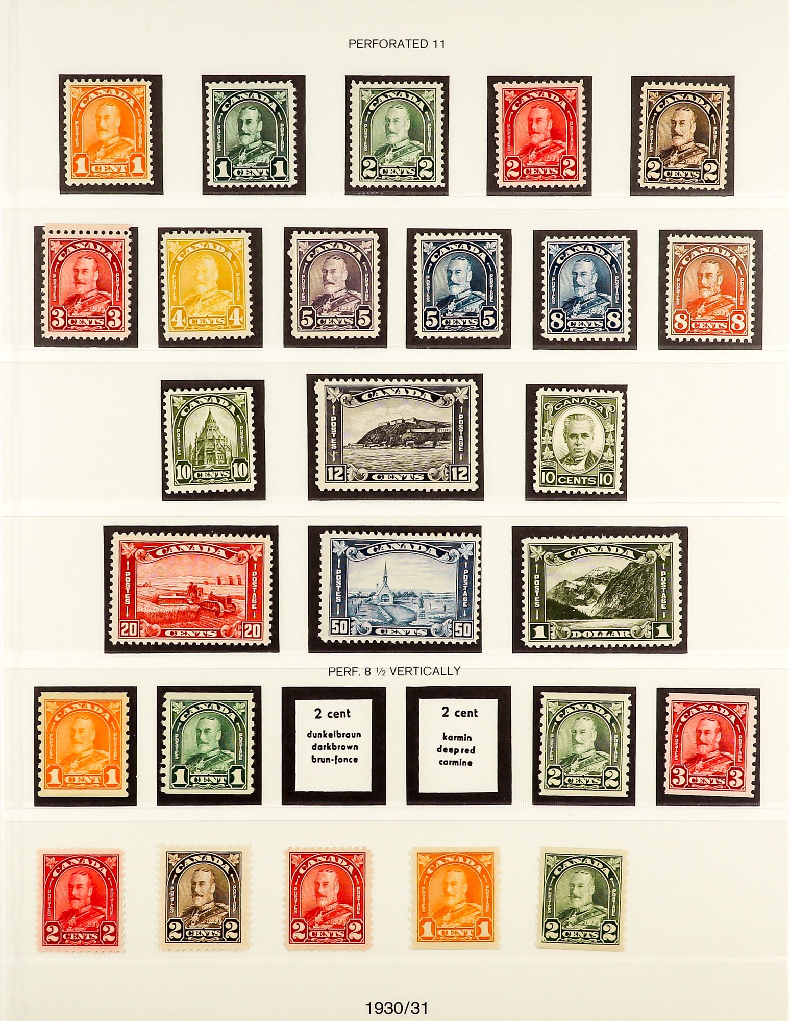 CANADA 1911 - 1936 MINT / NEVER HINGED MINT COLLECTION of around 150 stamps on hingeless pages, - Image 6 of 9