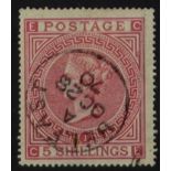 GB.QUEEN VICTORIA 1867-83 5s rose (plate 1) wmk Maltese Cross, SG 126, used with superb Belfast OC