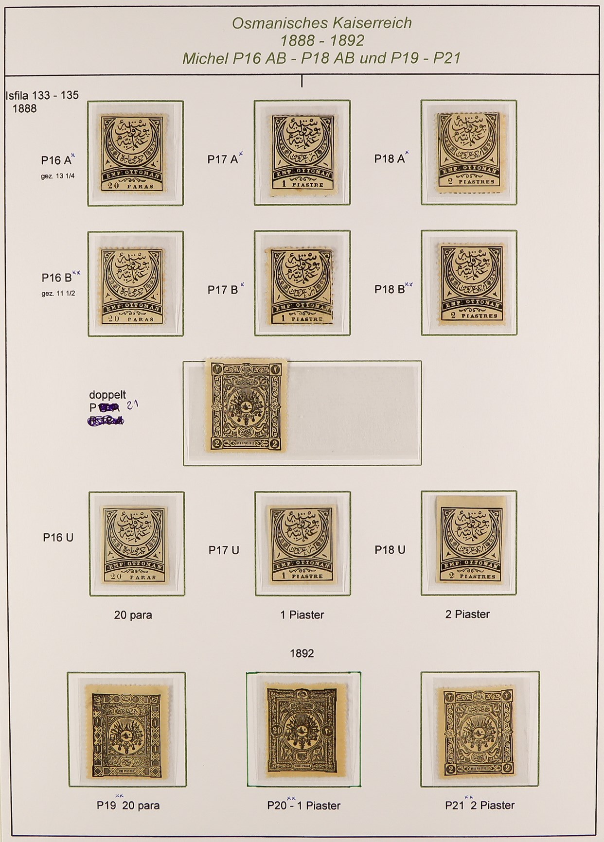 TURKEY 1865 - 1936 POSTAGE DUES COLLECTION of 80 mint stamps on pages, note 1865 to 25k, 1888 set - Image 3 of 8