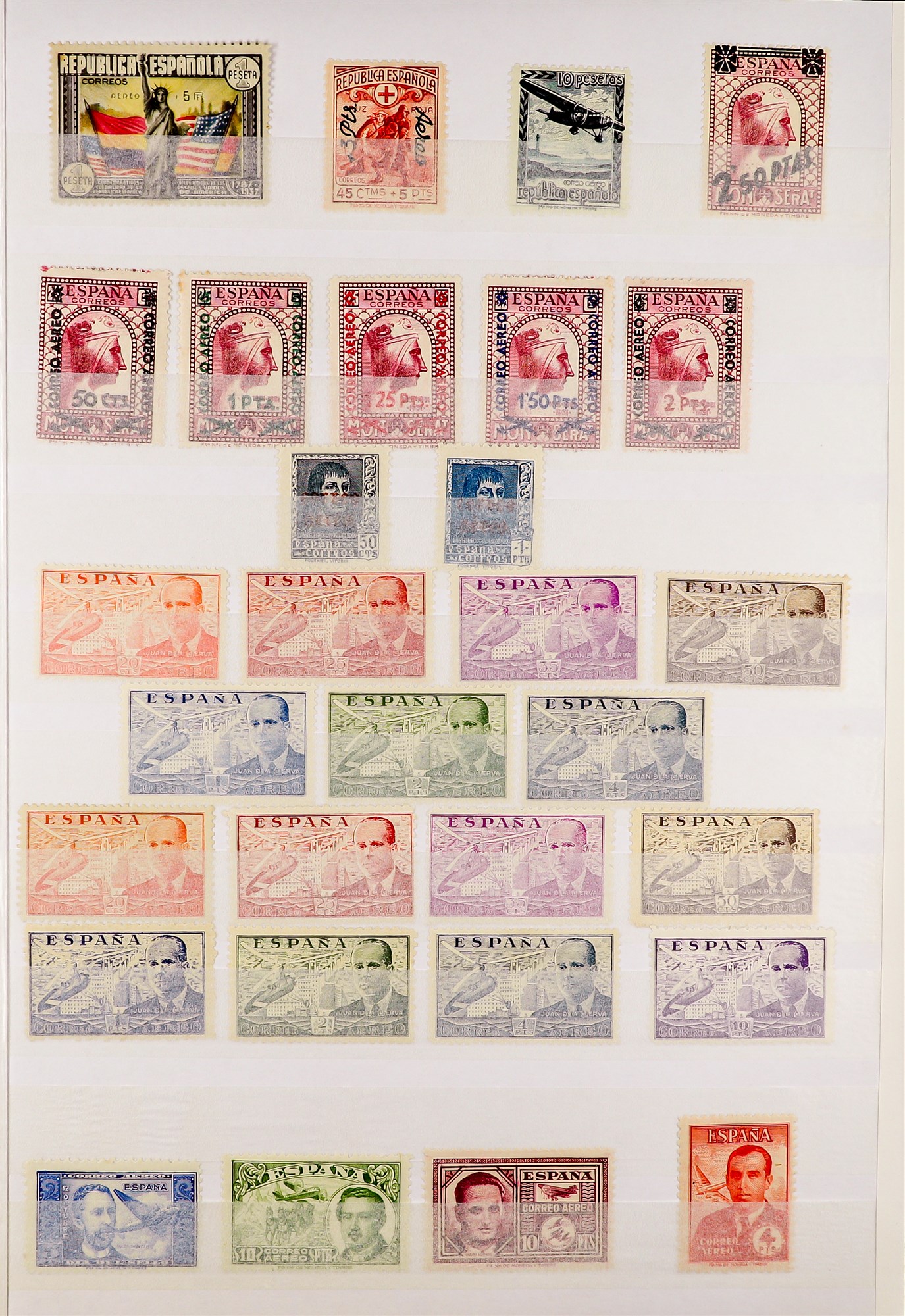 SPAIN 1920 - 1952 AIR POST STAMPS collection of over 150 mint stamps on protective pages, many sets. - Image 5 of 6