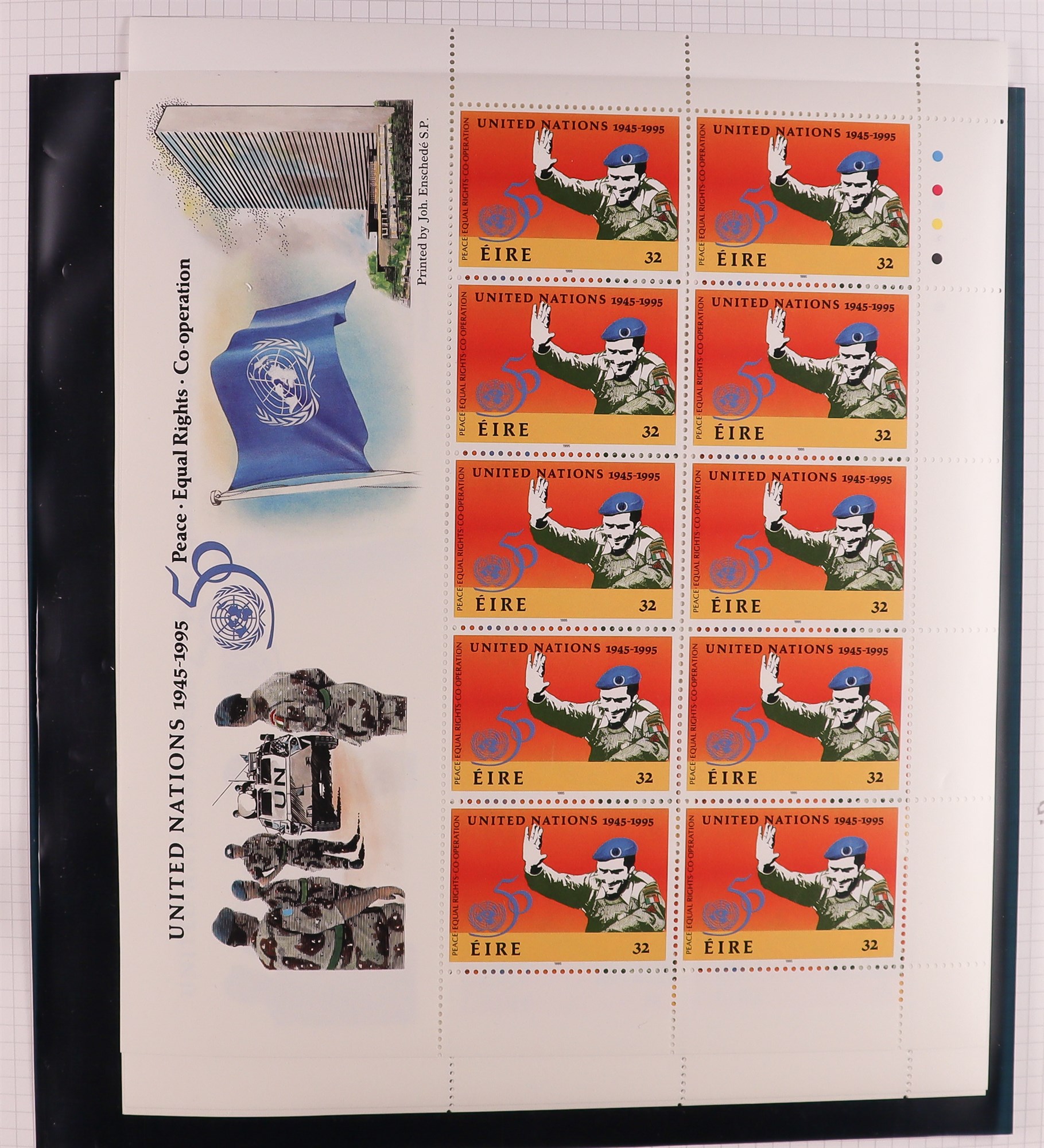 IRELAND 1988-2002 SHEETLETS NEVER HINGED MINT COLLECTION in album, stc 1,150 Euro. (85+ sheetlets)