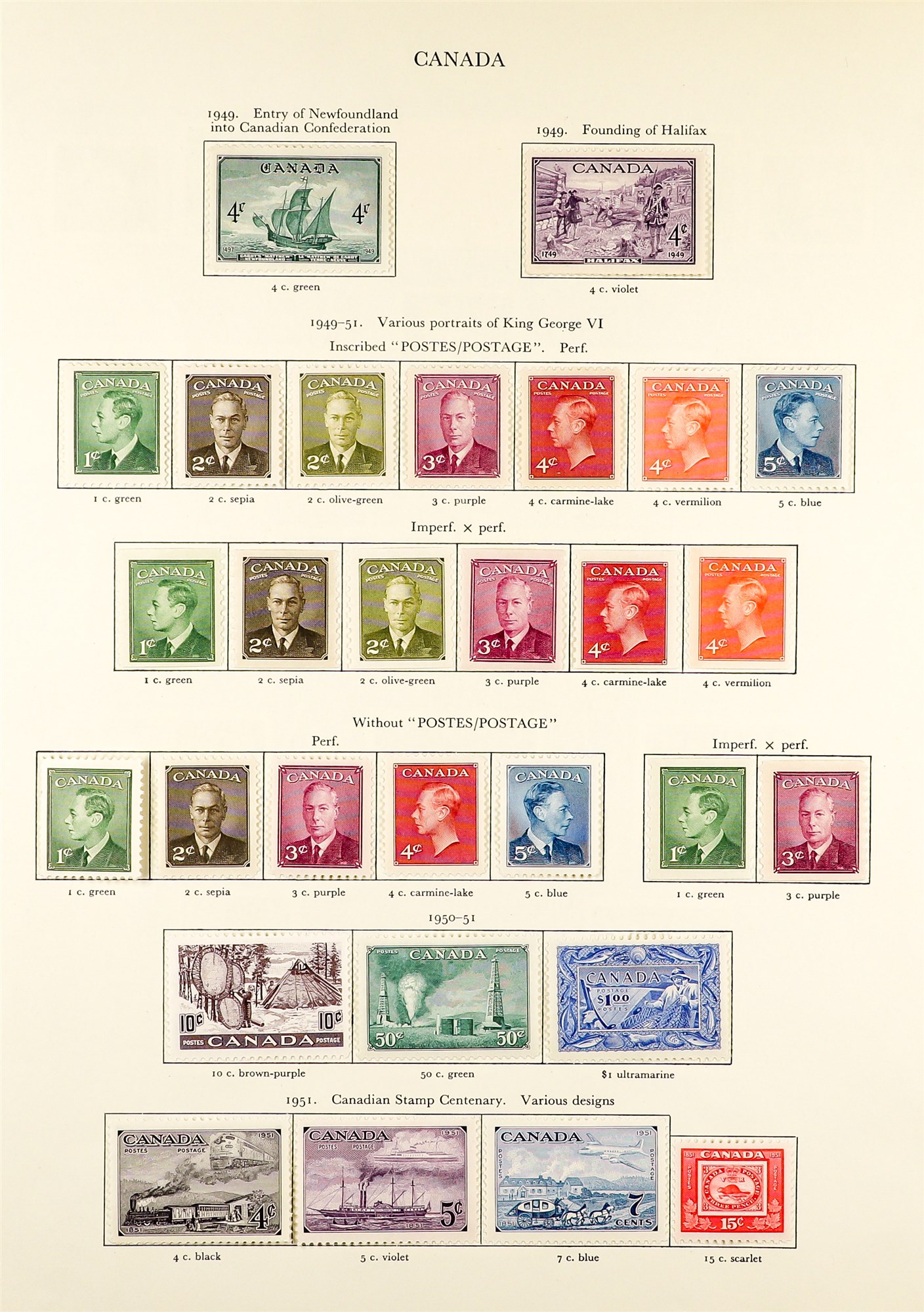 CANADA 1937 - 1951 COLLECTION of 110+ mint stamps on album pages, complete for the period (SG 356- - Image 3 of 6