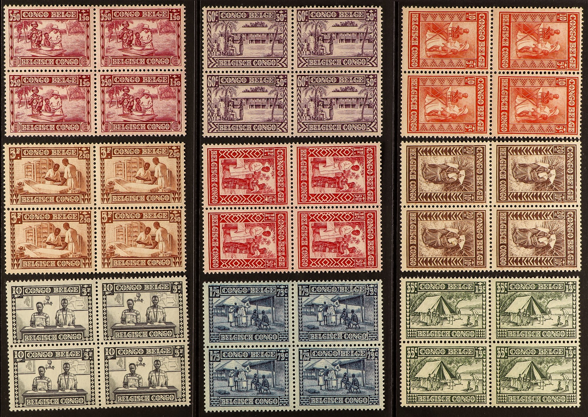 BELGIAN COLONIES BELGIAN CONGO 1930 Natives Protection Fund set, COB 150/158 (SG 160/168), never