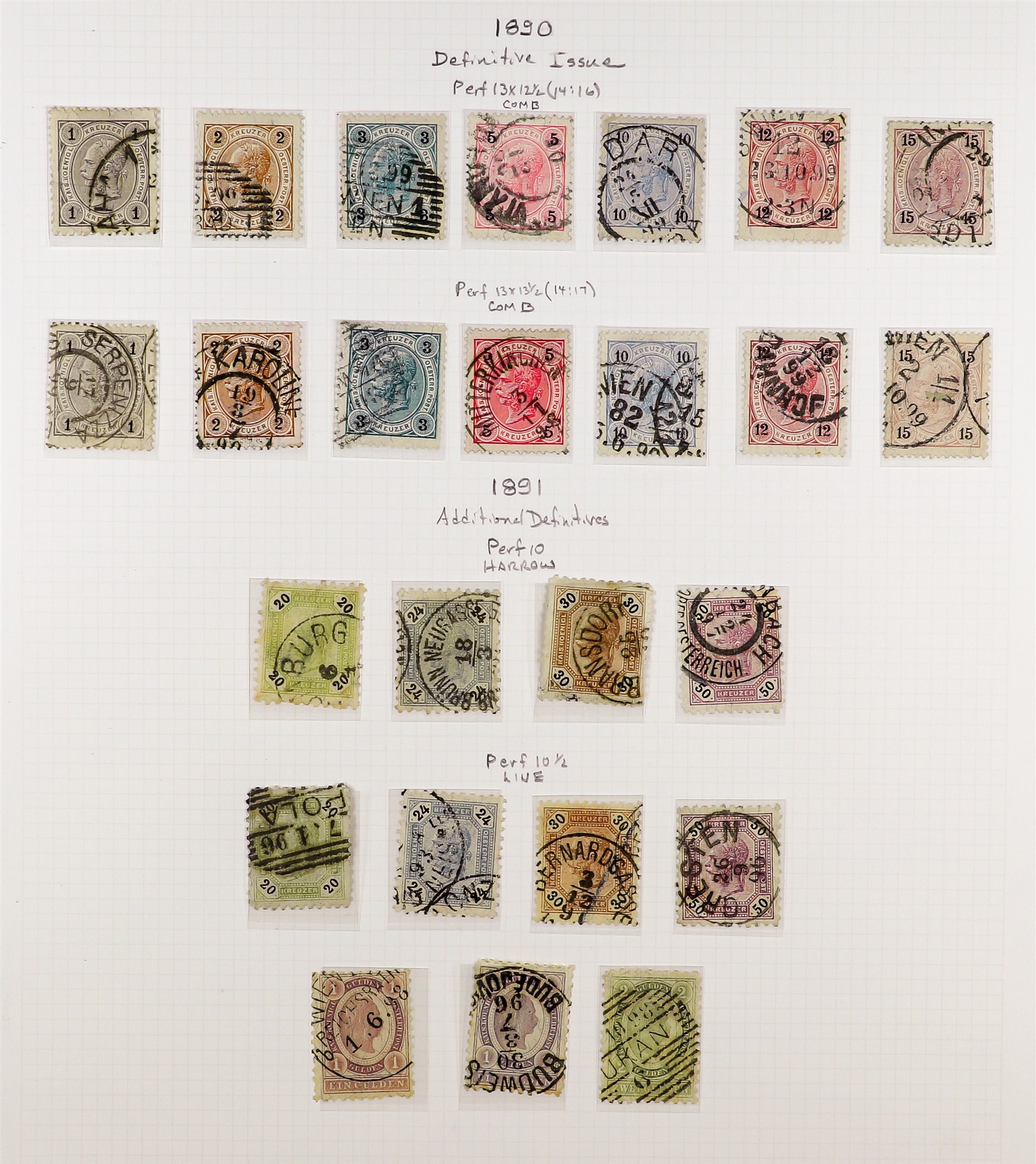 AUSTRIA 1890 - 1907 FRANZ JOSEF DEFINITIVES collection of over 300 stamps on album pages, semi- - Image 7 of 13
